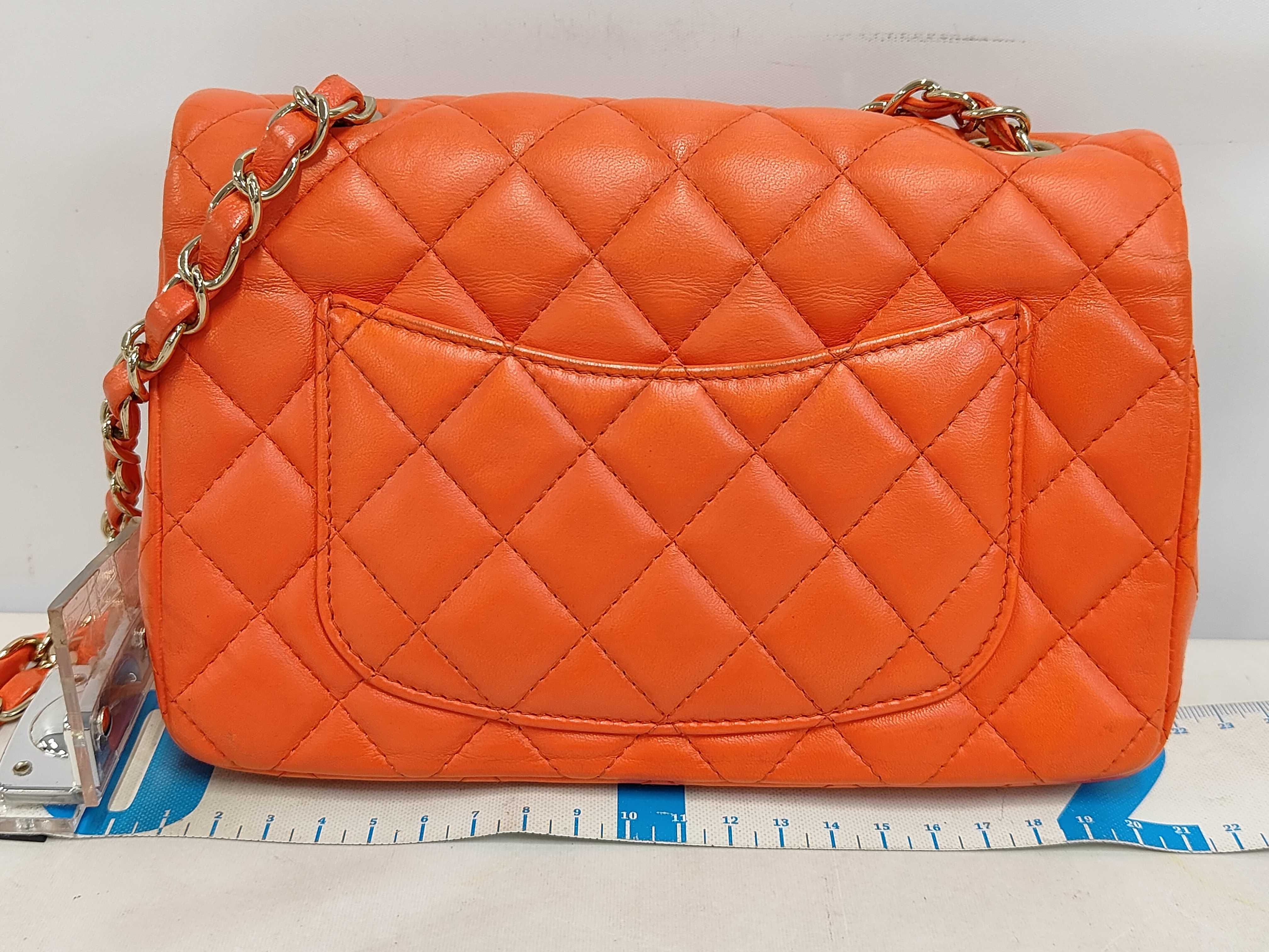 Matelassé 20 Lambskin Gold Hardware Chain Shoulder Bag, Series 30s, Orange Shoulder Bag — view 2