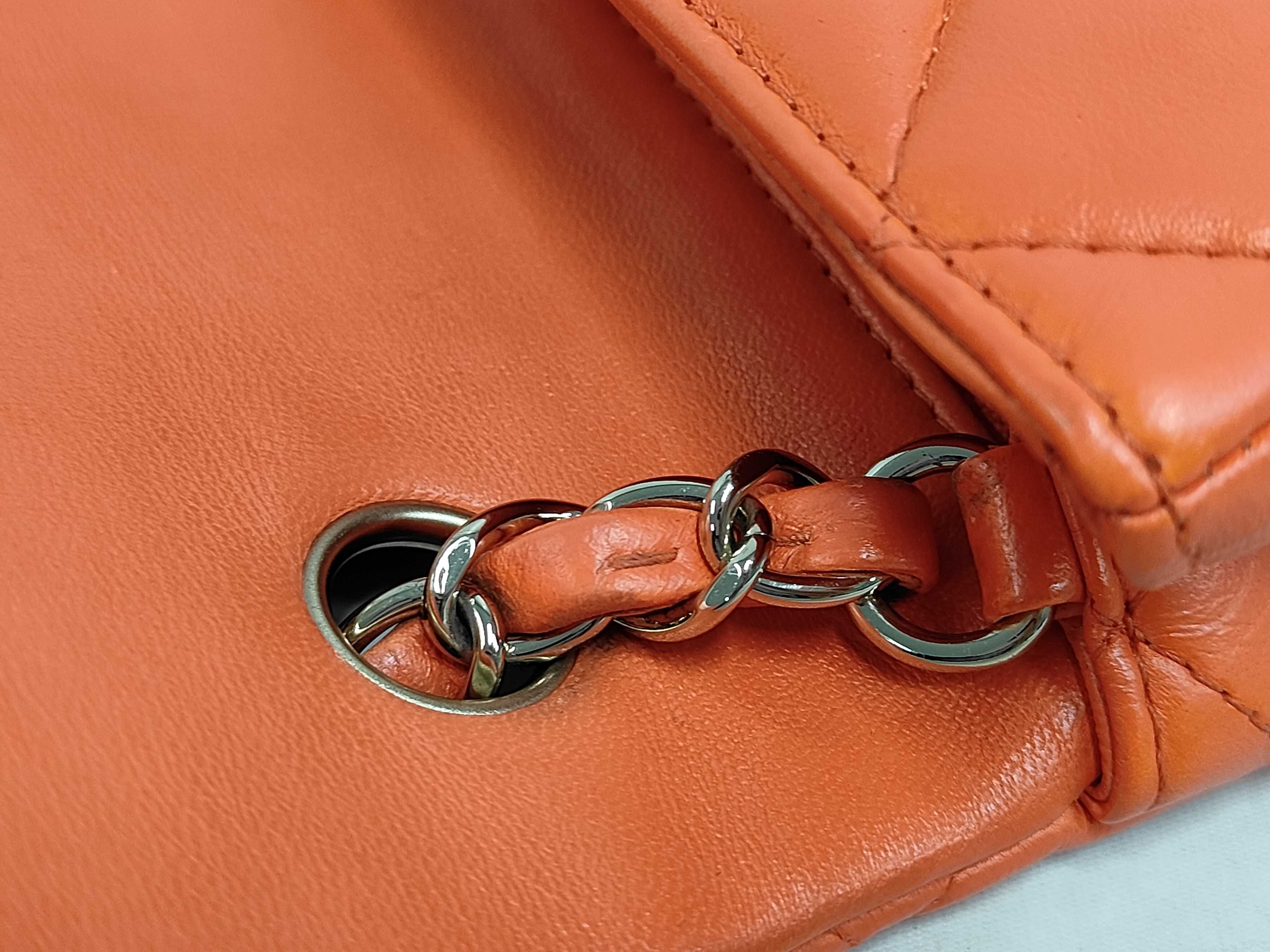 Matelassé 20 Lambskin Gold Hardware Chain Shoulder Bag, Series 30s, Orange Shoulder Bag — view 6