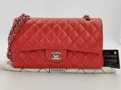 BAG LAMBSKIN CLASSIC DOUBLE FLAP 25CM NO.22 RED Shoulder Bag