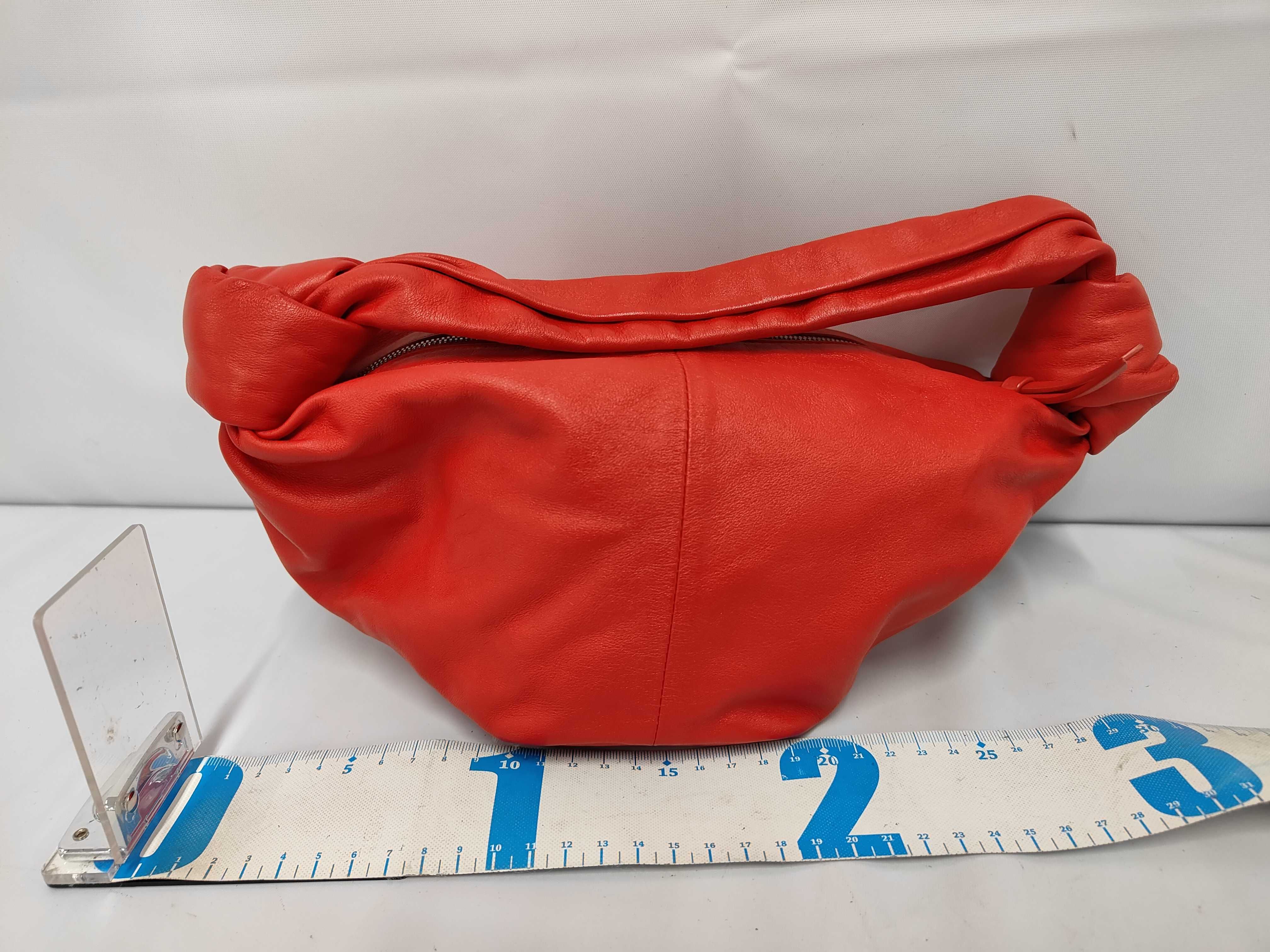 Mini Double Knot Red Calfskin Leather Bag with Silver Hardware — view 2