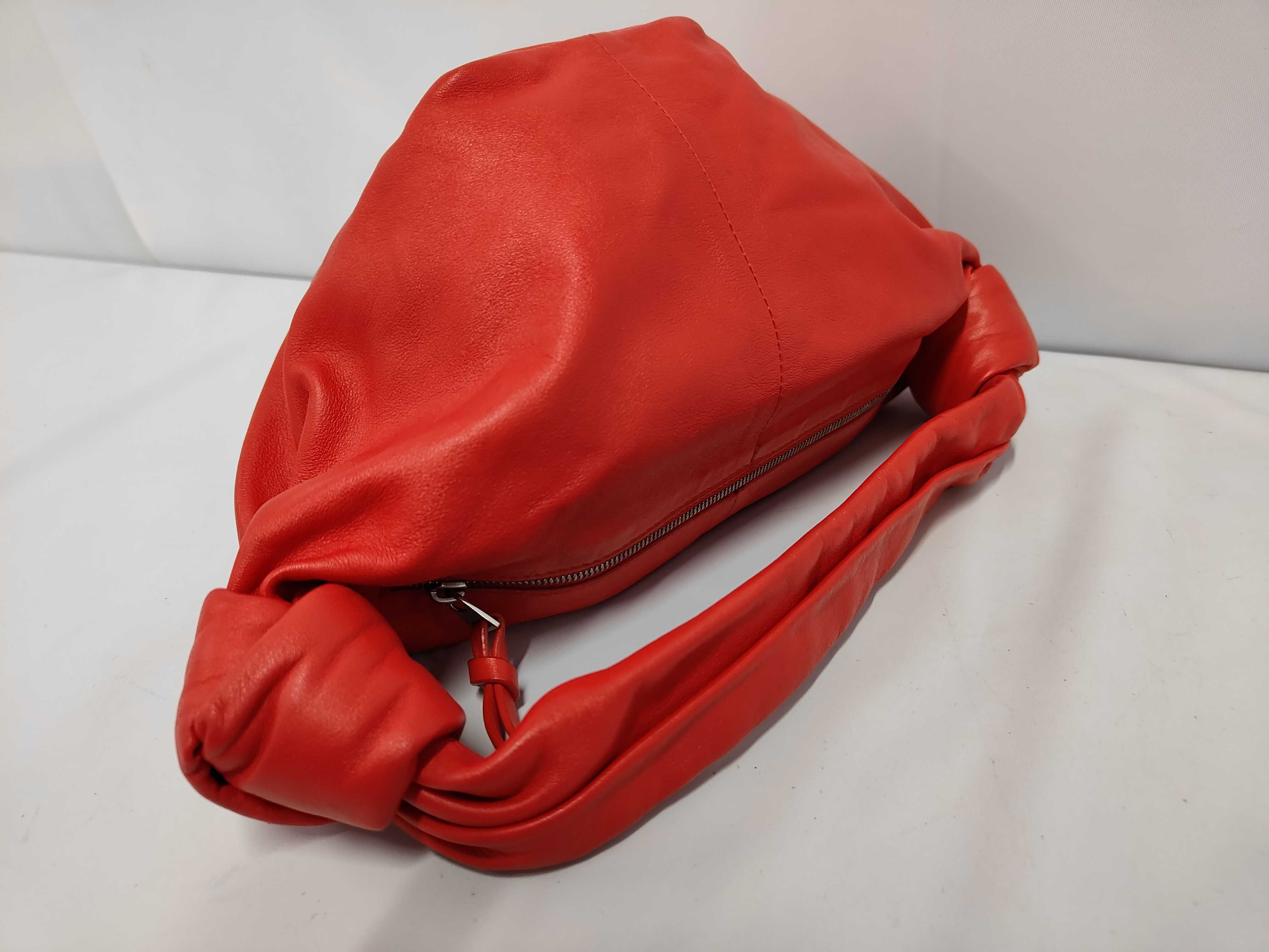 Mini Double Knot Red Calfskin Leather Bag with Silver Hardware — view 5