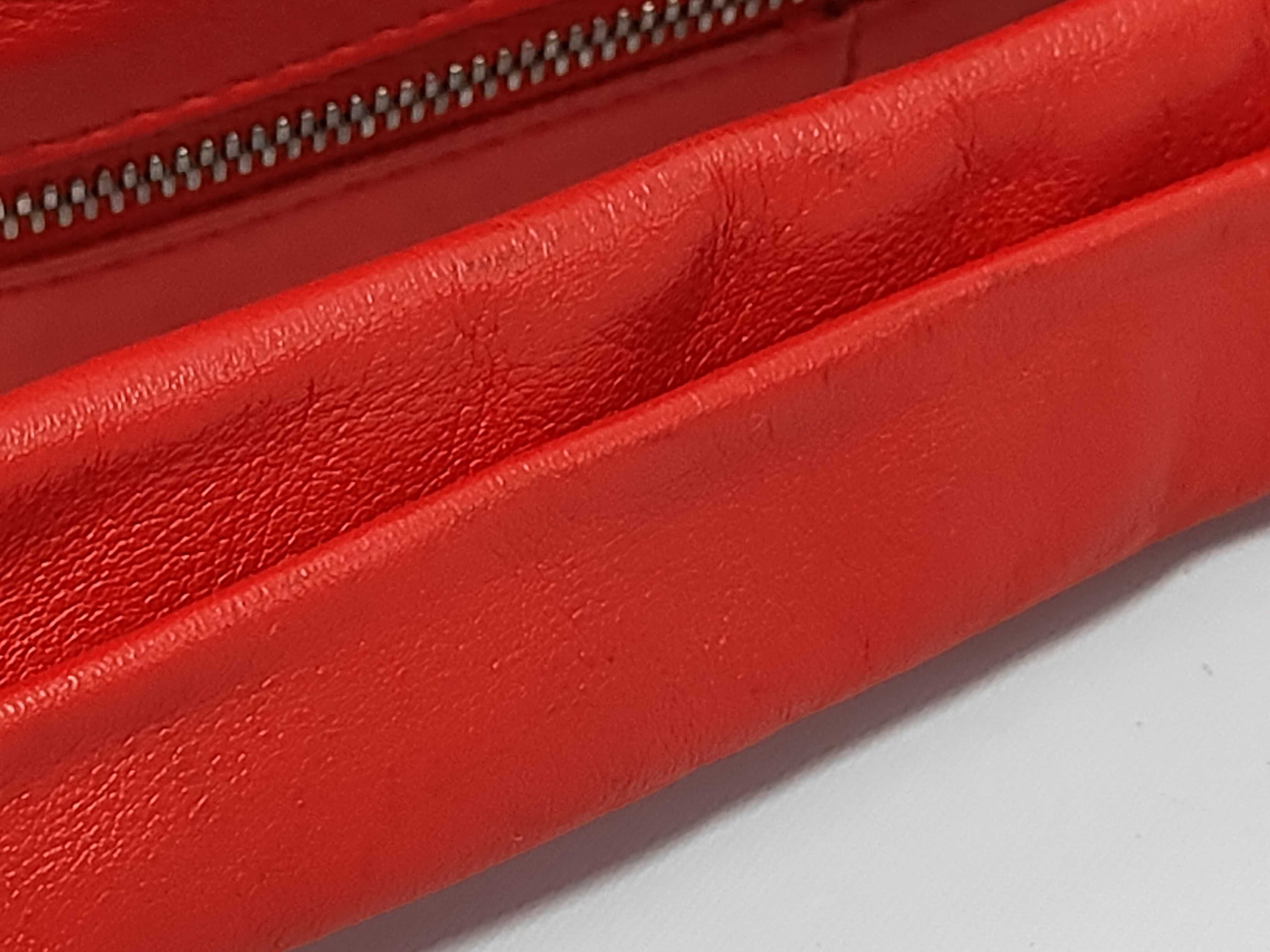 Mini Double Knot Red Calfskin Leather Bag with Silver Hardware — view 6