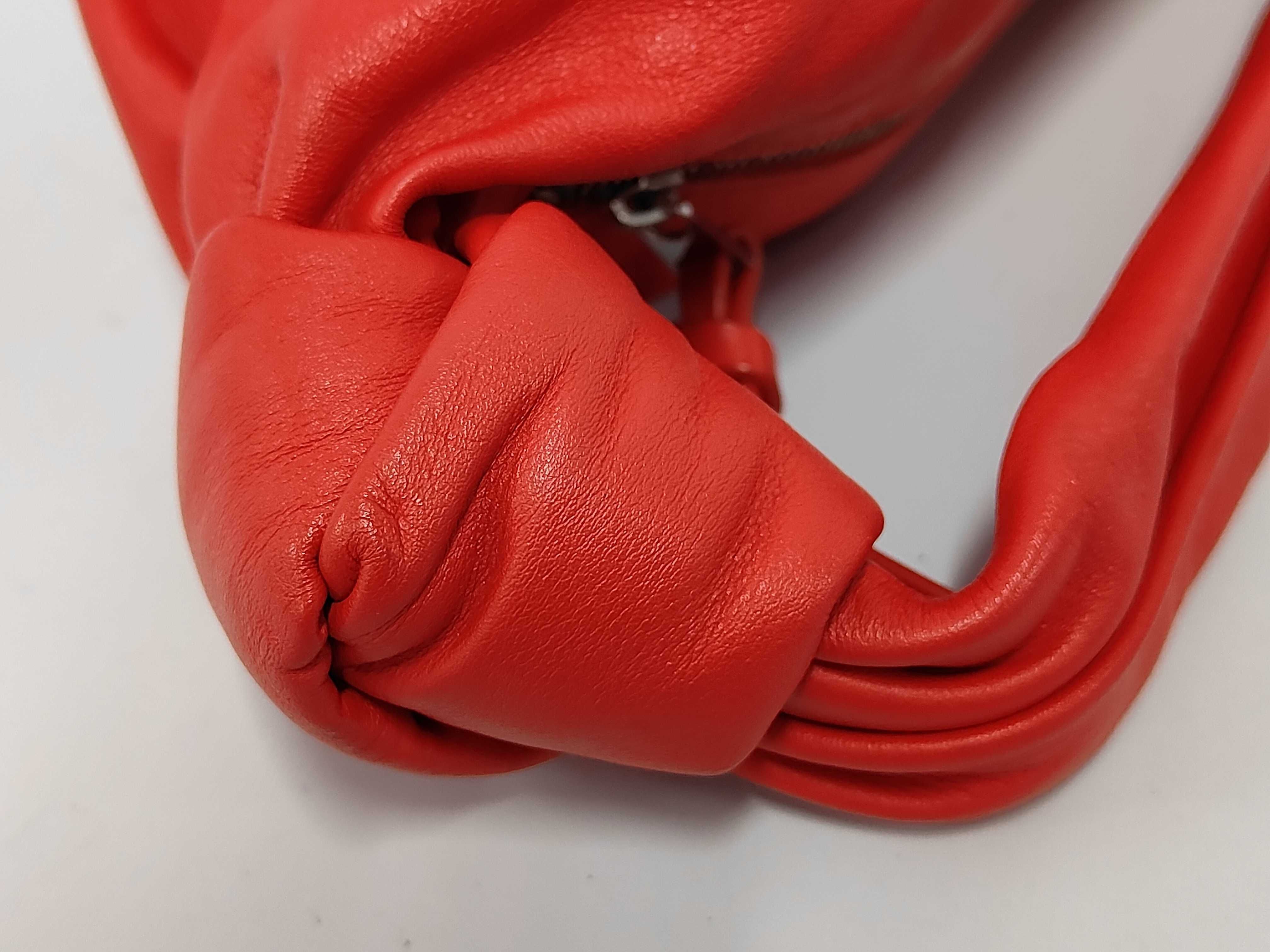 Mini Double Knot Red Calfskin Leather Bag with Silver Hardware — view 7