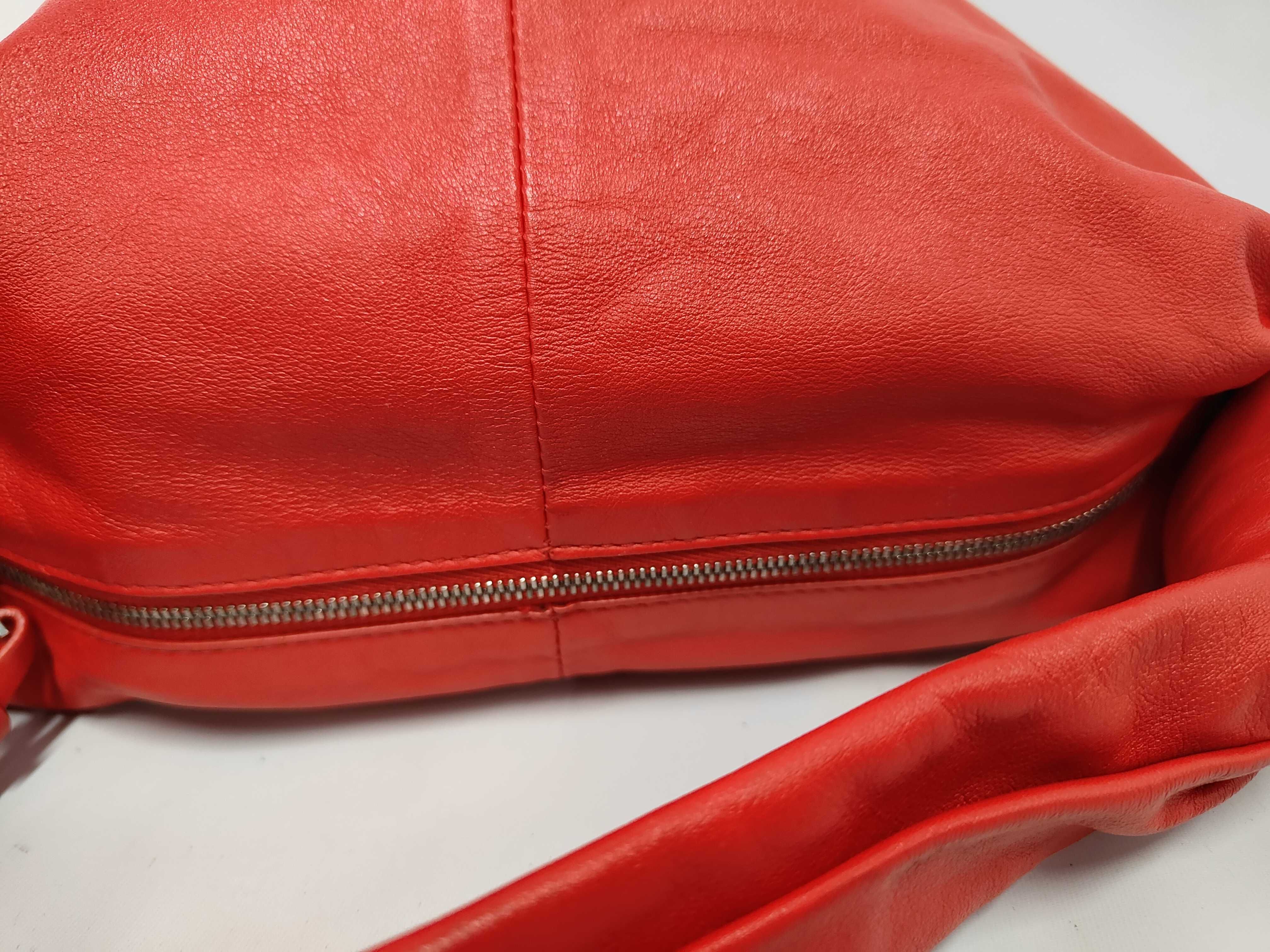 Mini Double Knot Red Calfskin Leather Bag with Silver Hardware — view 8