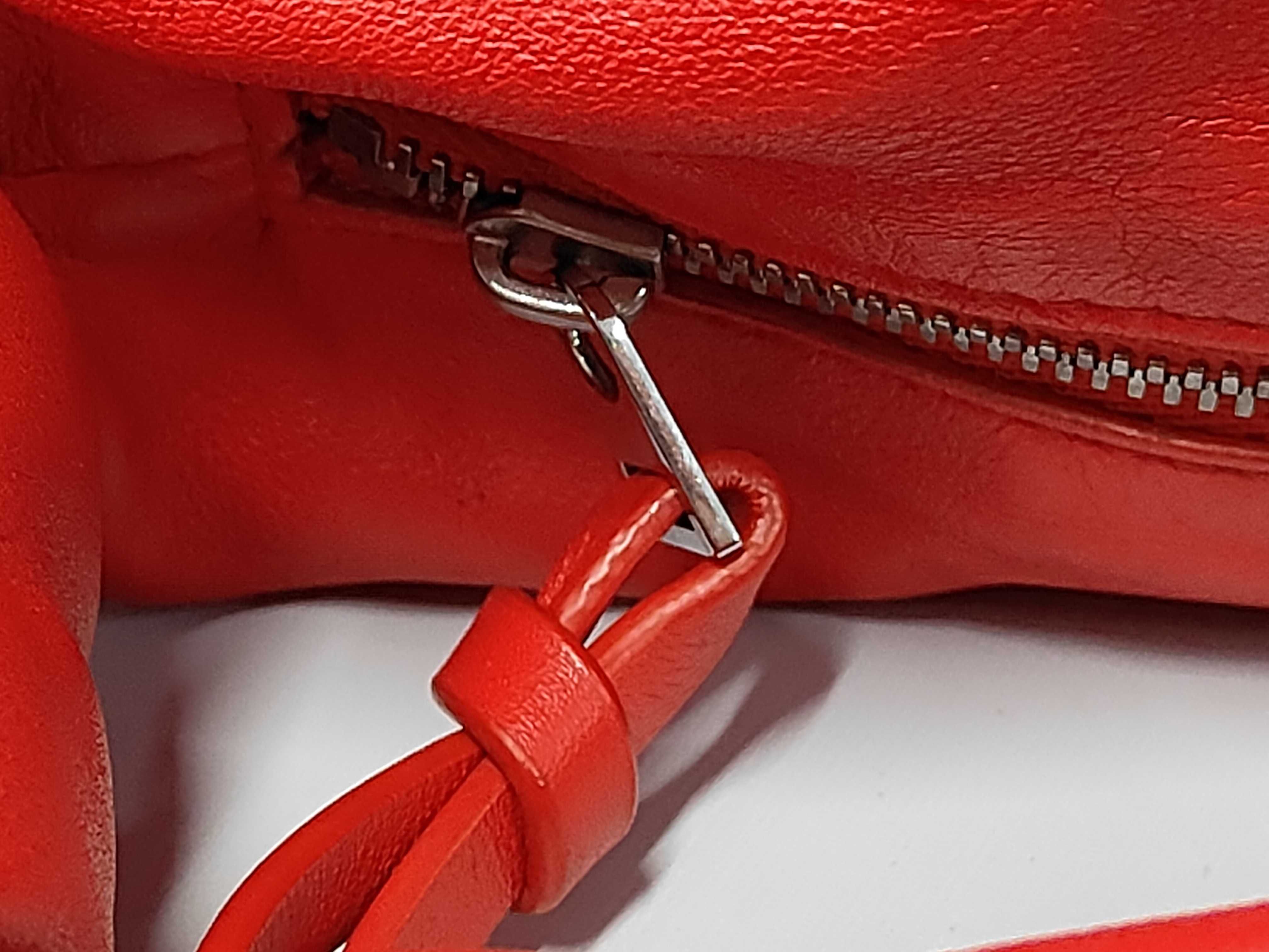 Mini Double Knot Red Calfskin Leather Bag with Silver Hardware — view 9