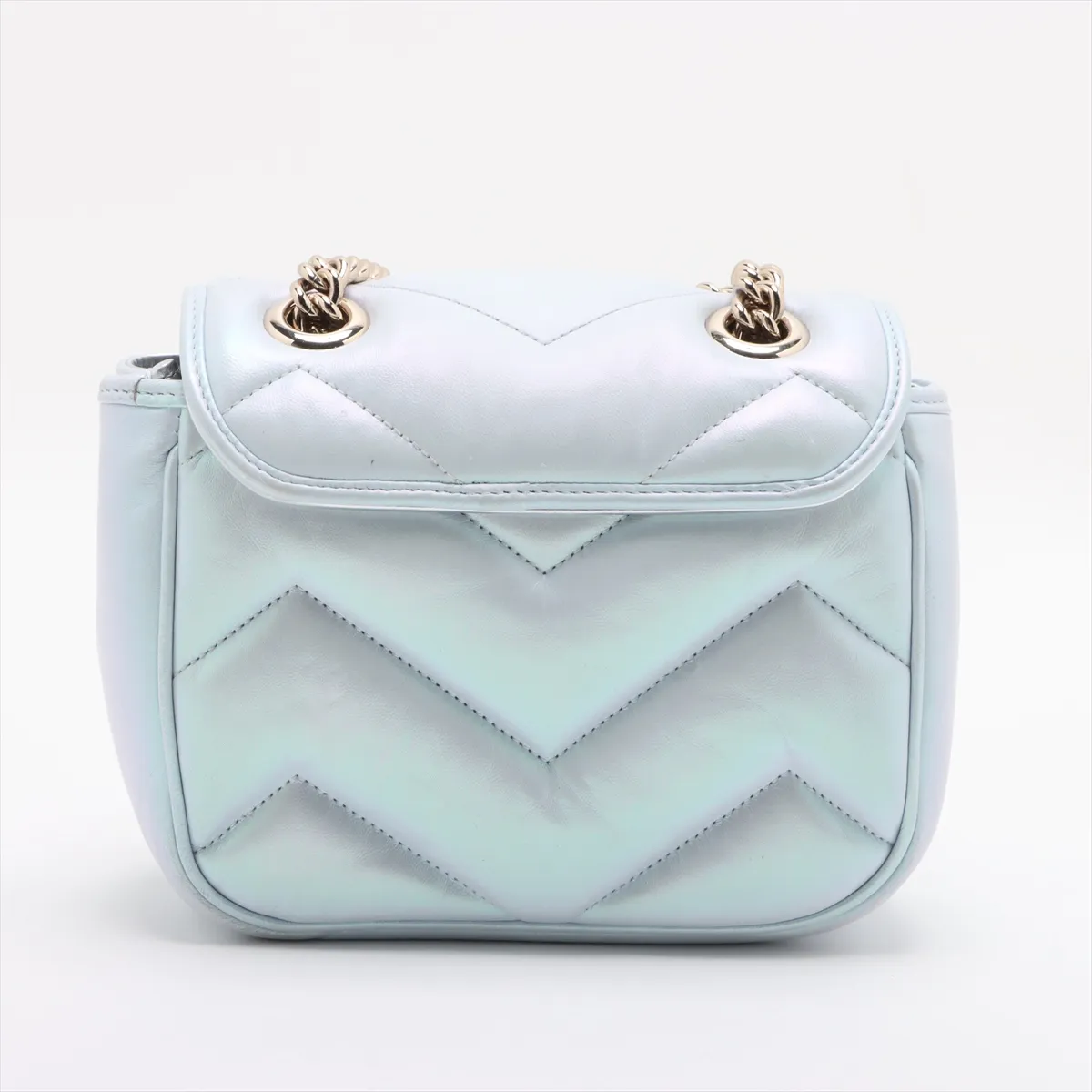 GG Marmont Leather Chain Shoulder Bag Blue 739682 — view 2