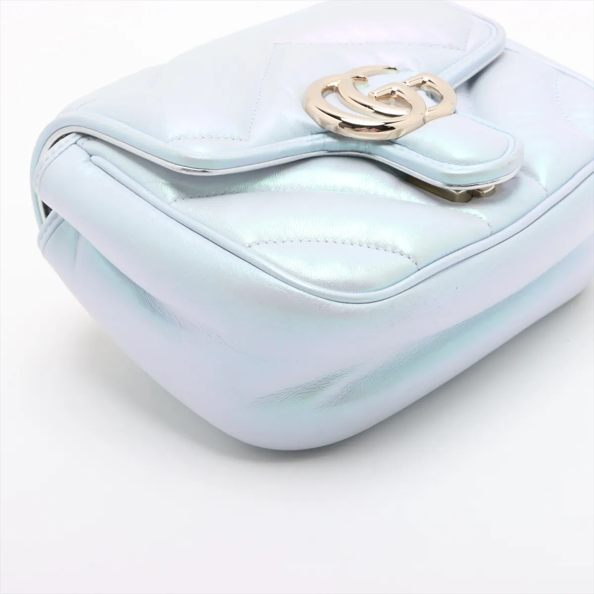 GG Marmont Leather Chain Shoulder Bag Blue 739682 — view 4
