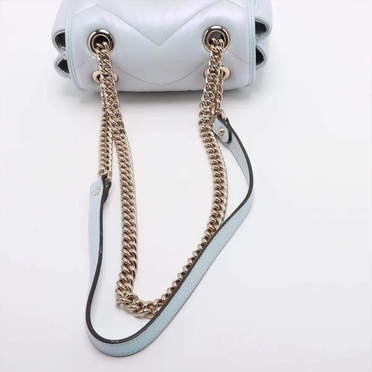 GG Marmont Leather Chain Shoulder Bag Blue 739682 — view 5