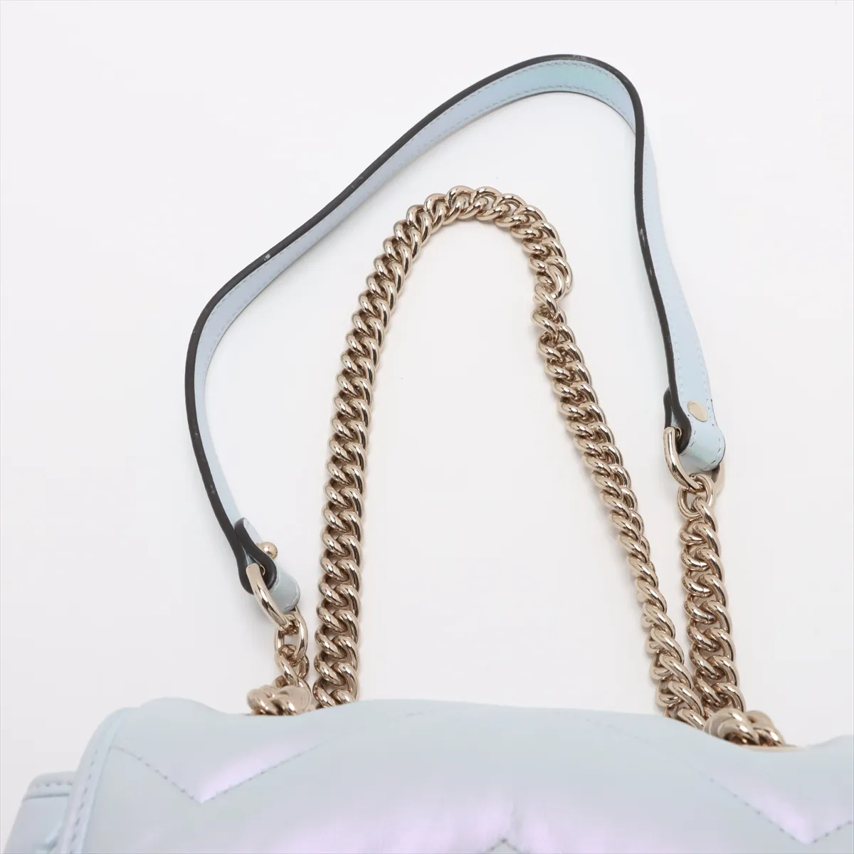 GG Marmont Leather Chain Shoulder Bag Blue 739682 — view 6