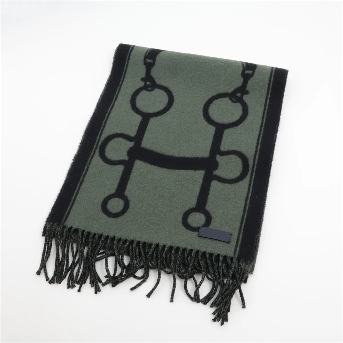 Mole scarf, cashmere, khaki x black, some wear,