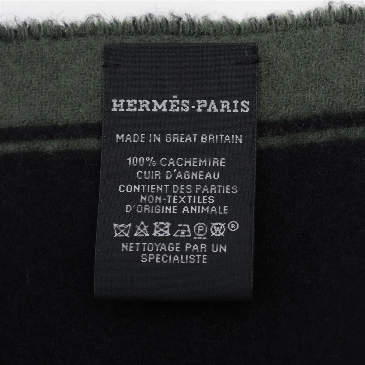 Mole scarf, cashmere, khaki x black, some wear, — view 3