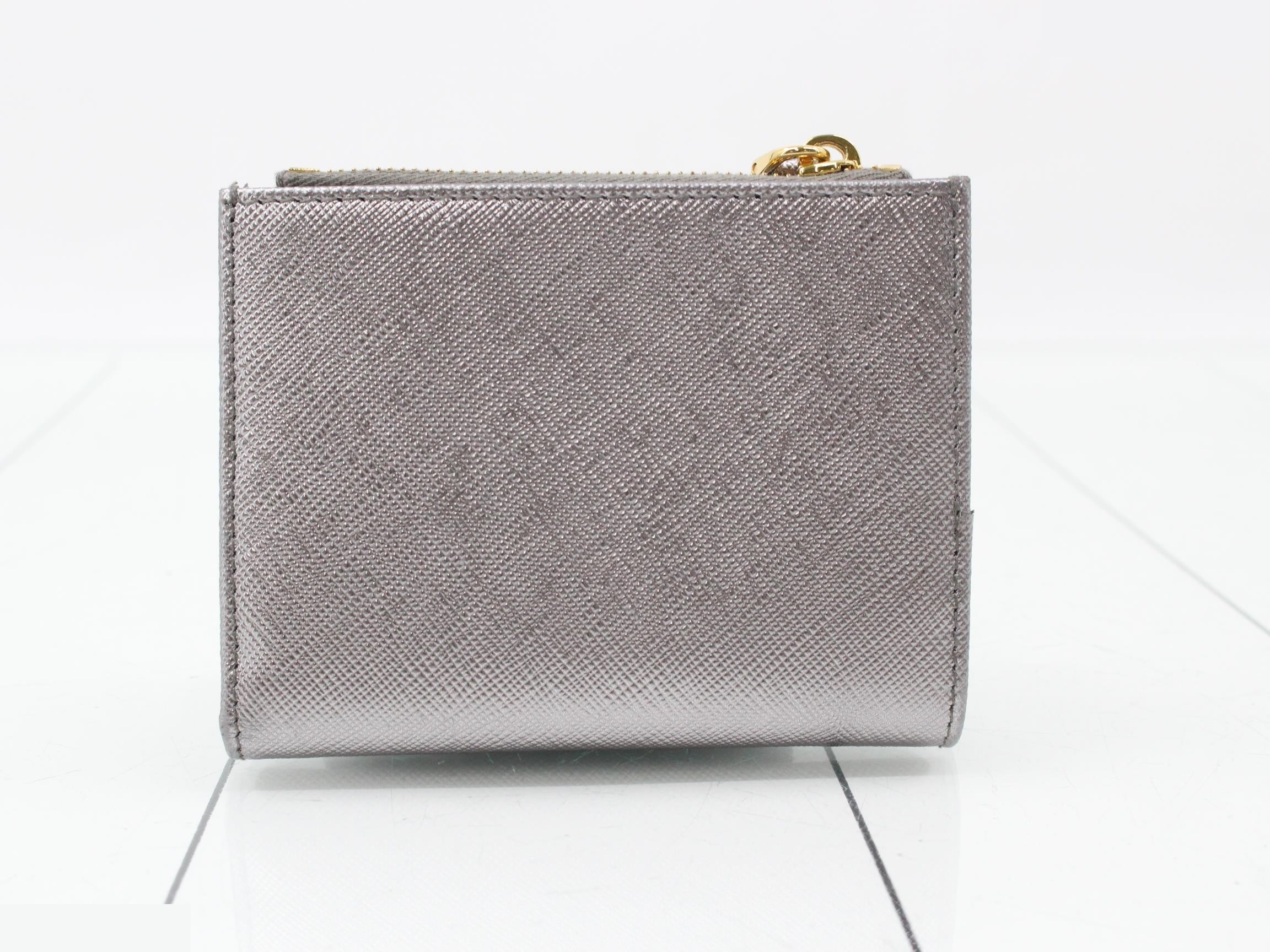 Saffiano Compact Wallet, Silver — view 2