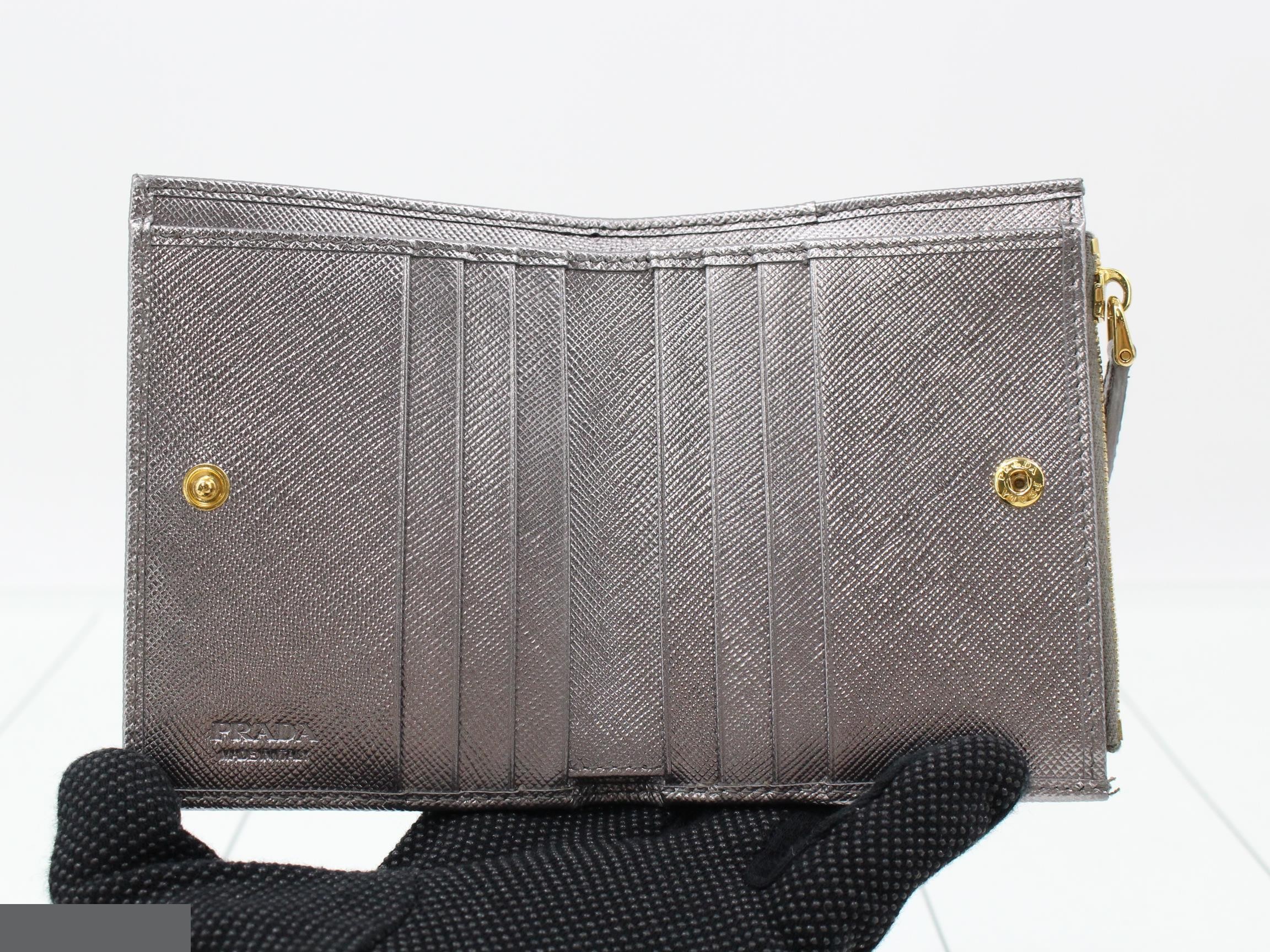 Saffiano Compact Wallet, Silver — view 4