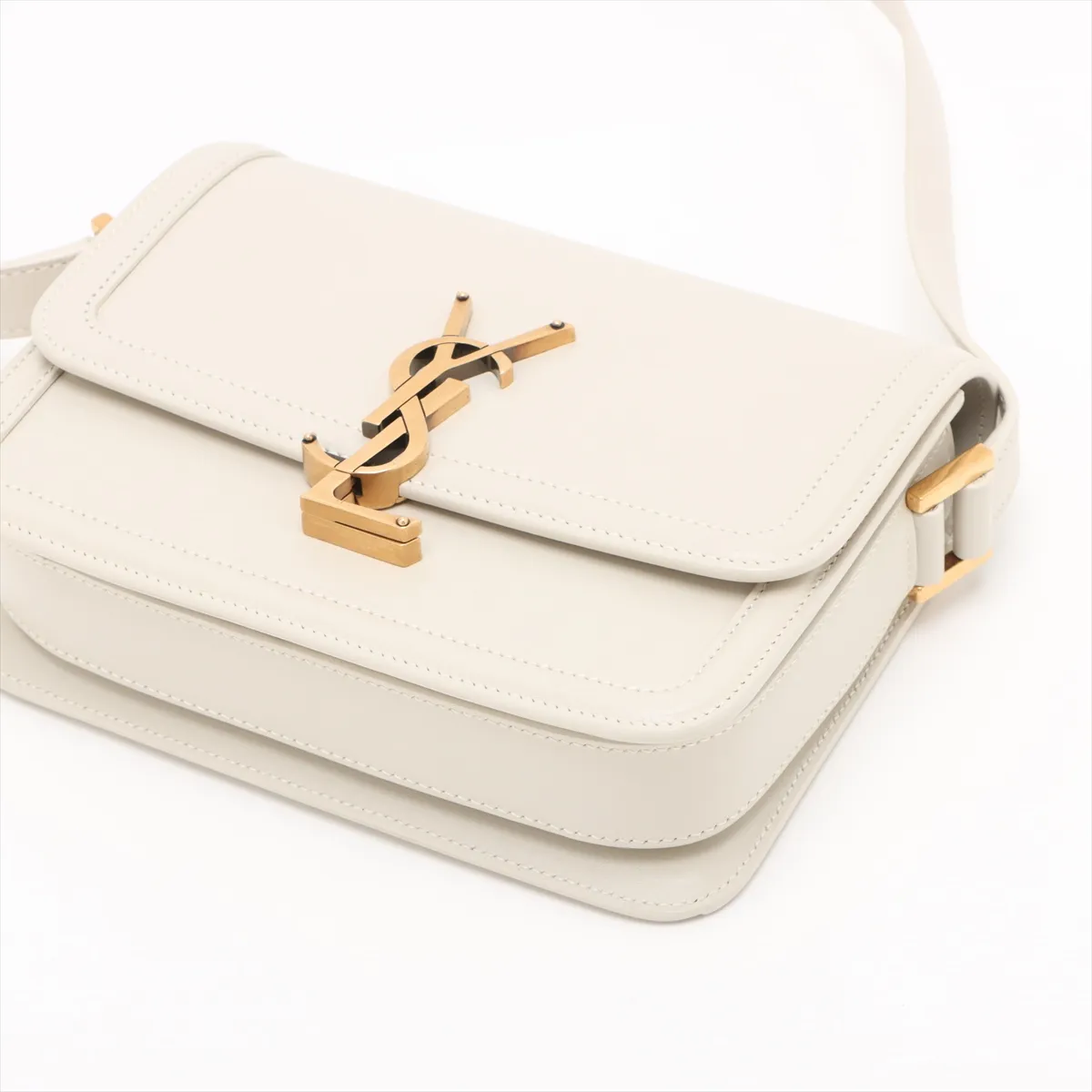 Solferino Leather Shoulder Bag, White, 634306 — view 3