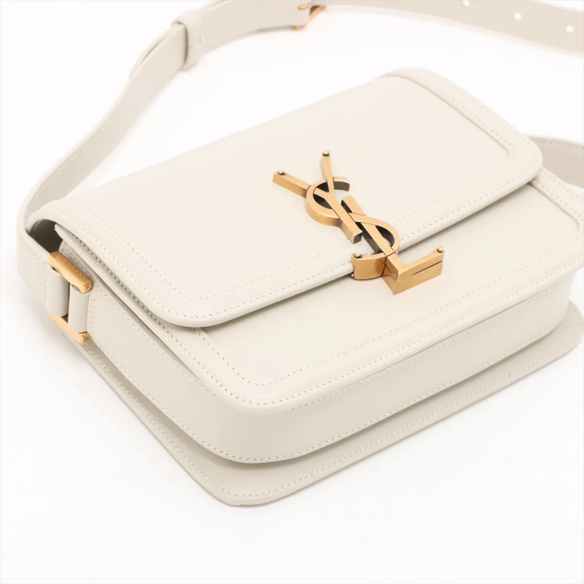 Solferino Leather Shoulder Bag, White, 634306 — view 4