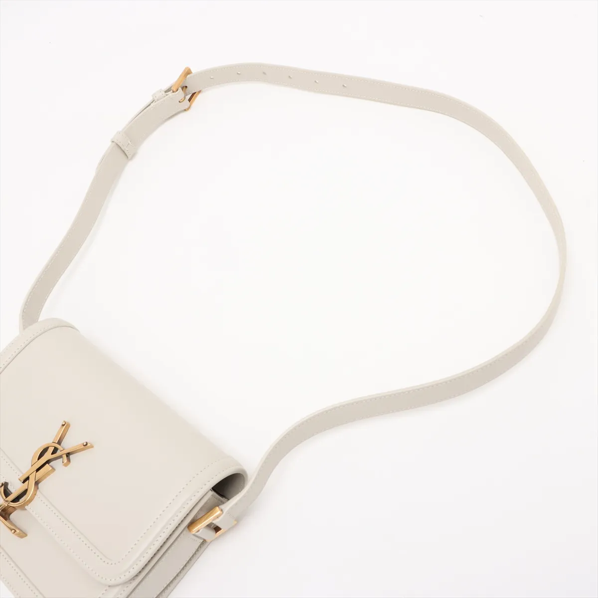 Solferino Leather Shoulder Bag, White, 634306 — view 5