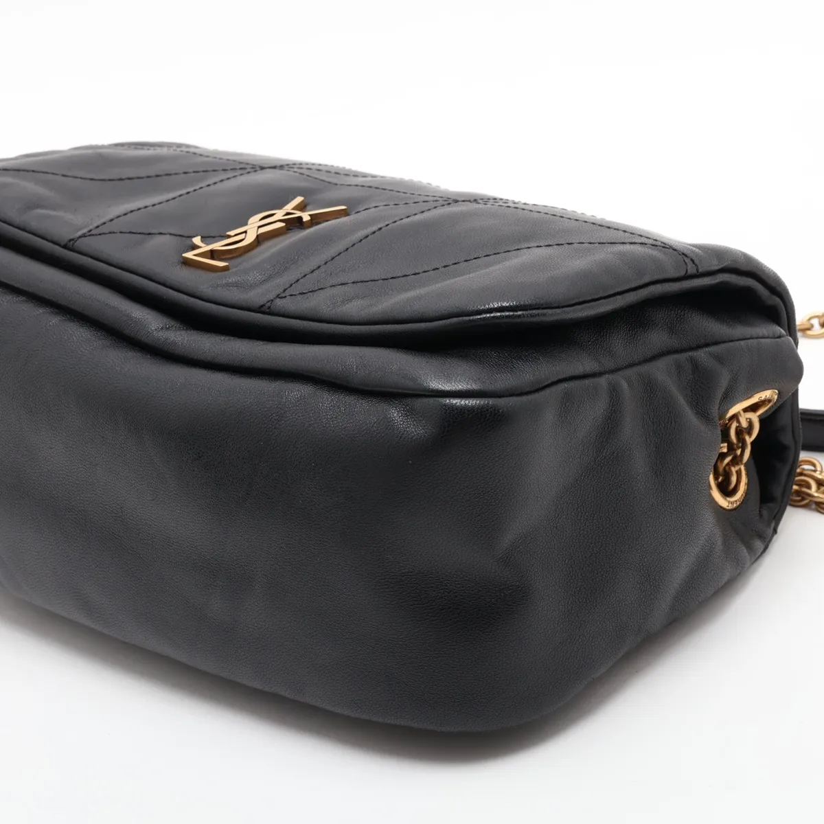 Jamie 763475 Leather Chain Shoulder Bag, Black — view 3