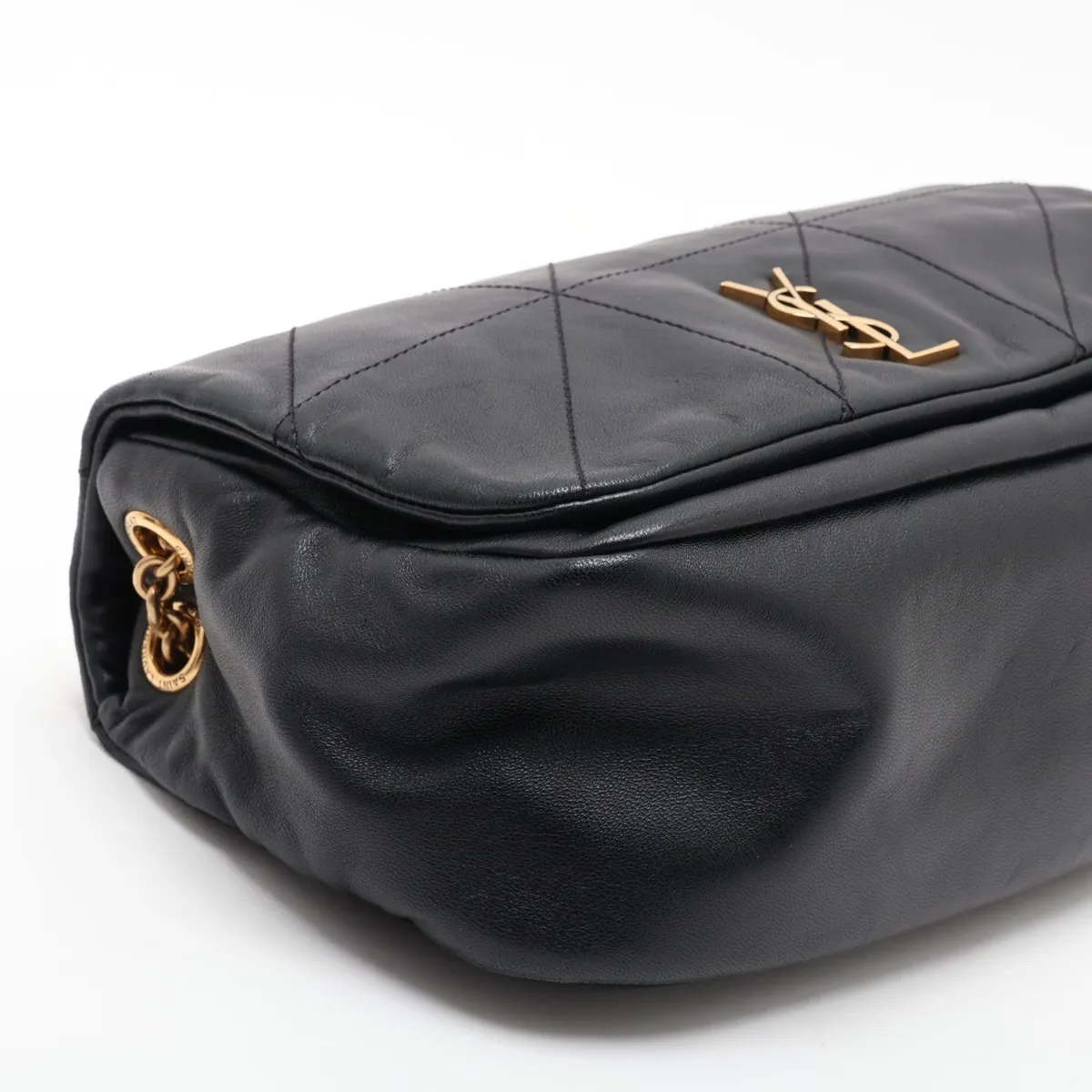 Jamie 763475 Leather Chain Shoulder Bag, Black — view 4