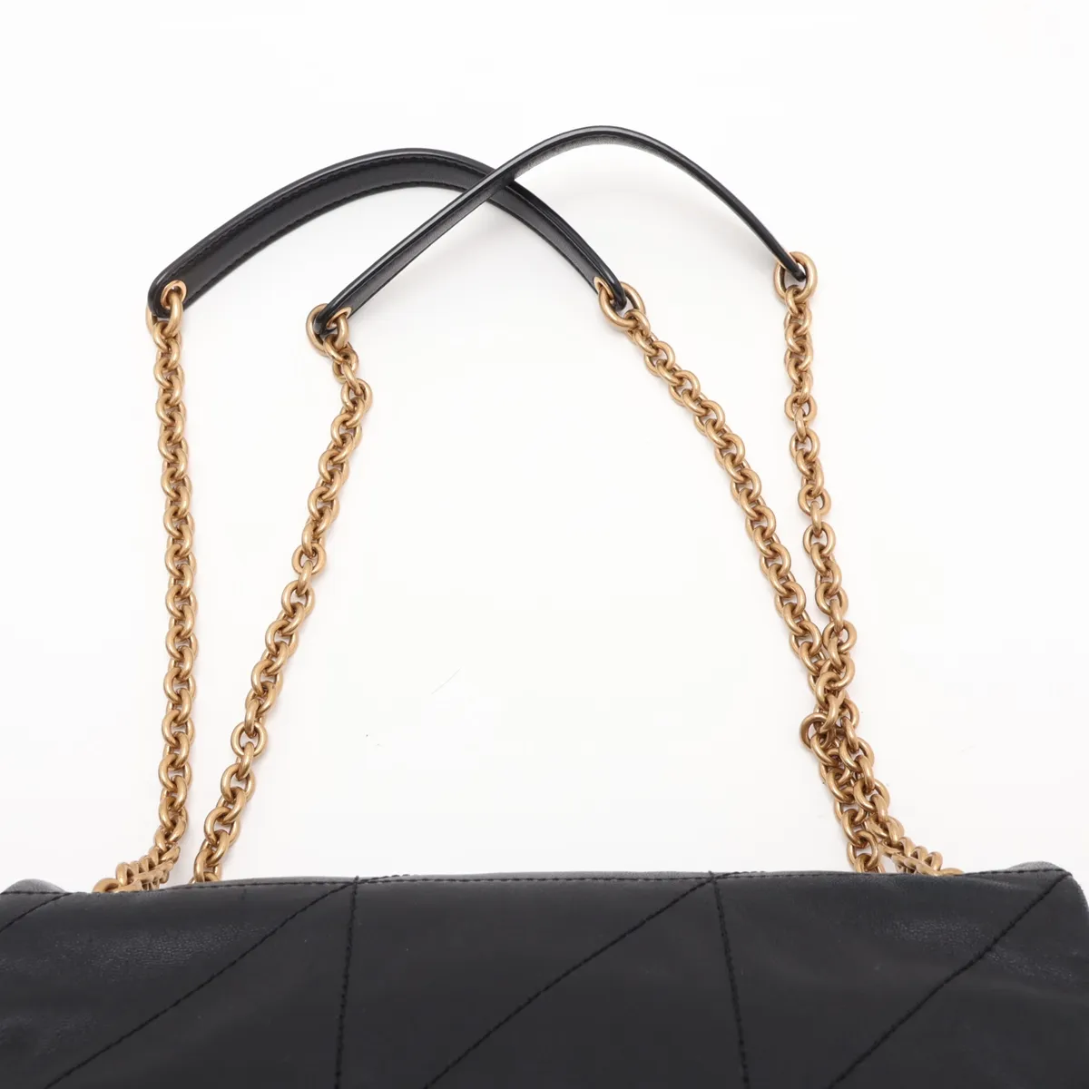 Jamie 763475 Leather Chain Shoulder Bag, Black — view 6