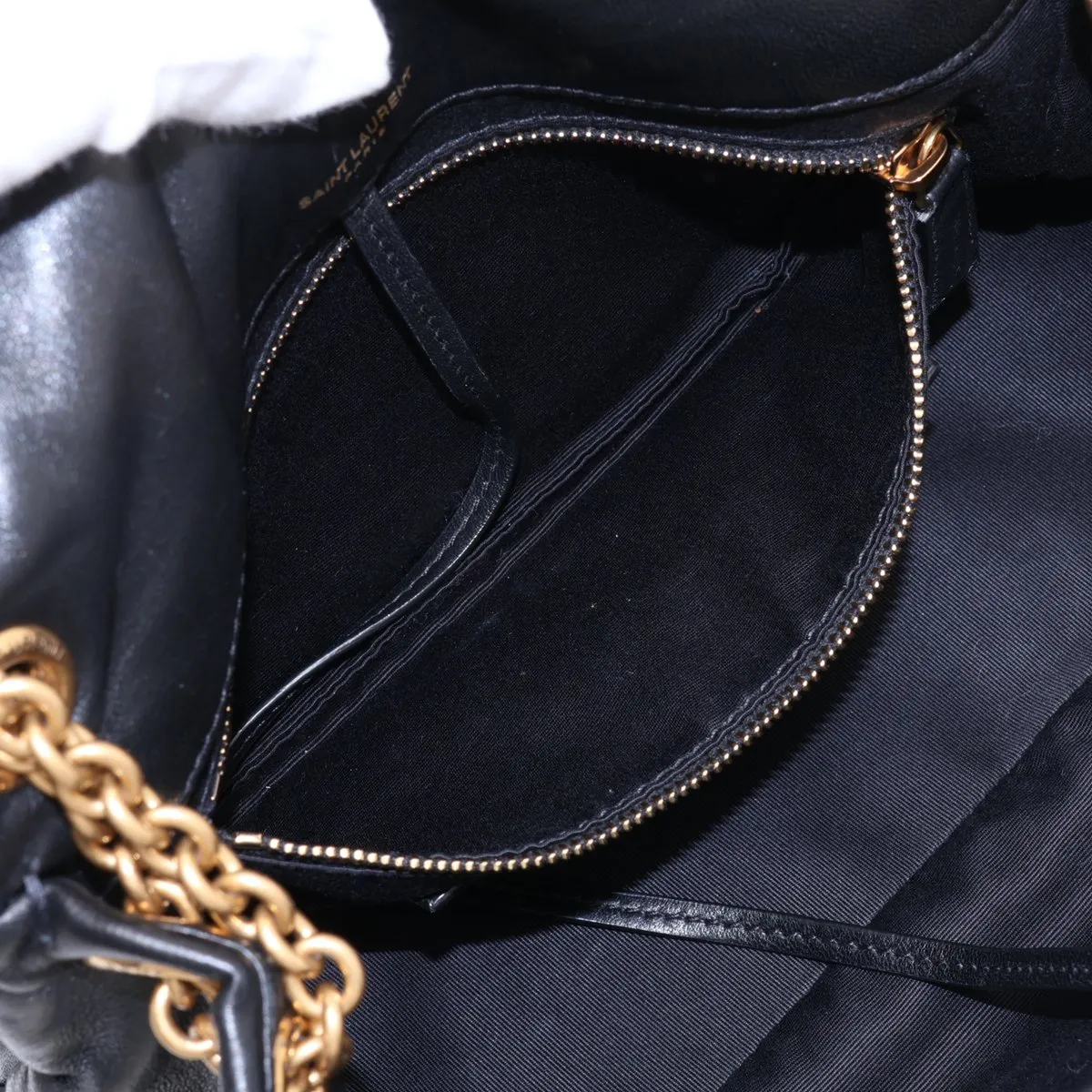 Jamie 763475 Leather Chain Shoulder Bag, Black — view 8
