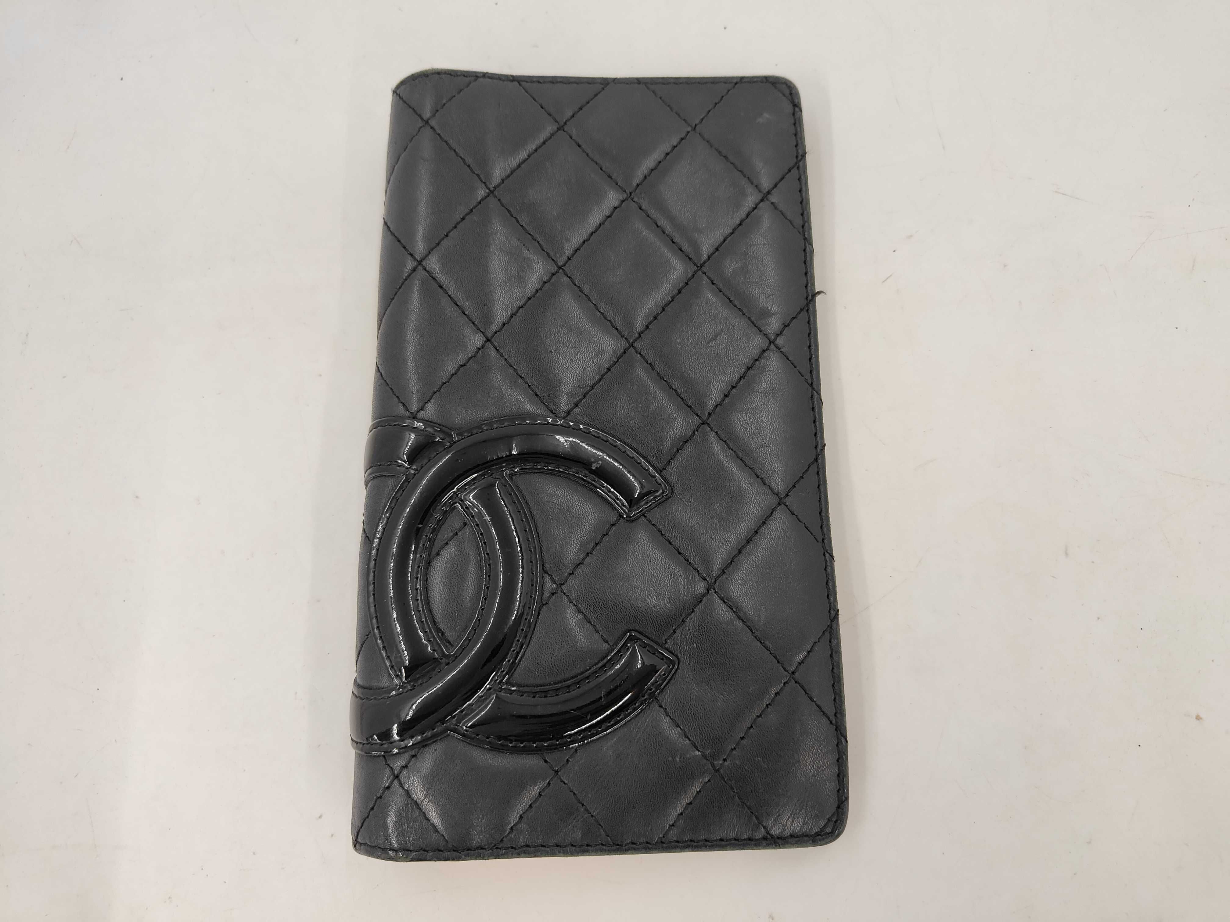 Cambon Long Wallet, Lambskin Leather, Silver Hardware, Black, 11288053