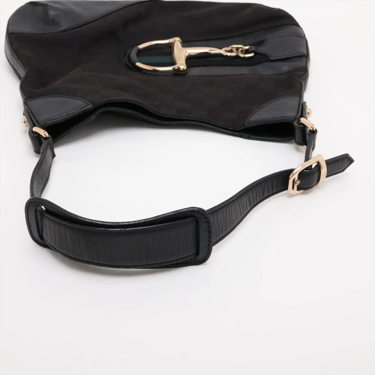 GG Canvas Horsebit Canvas x Leather Shoulder Bag, Black — view 5