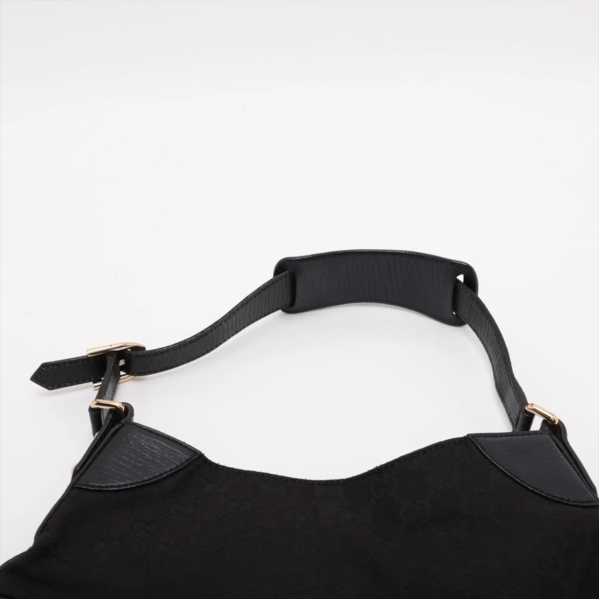 GG Canvas Horsebit Canvas x Leather Shoulder Bag, Black — view 6
