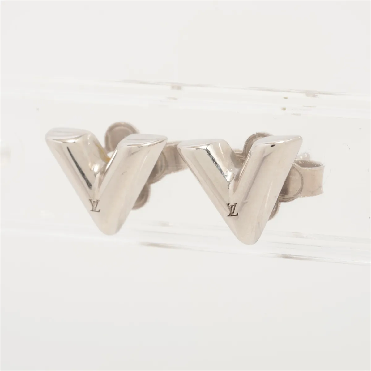 M63208 Essential V Earrings LE2244 (Pair) GP Silver. Shows signs of wear, — view 3