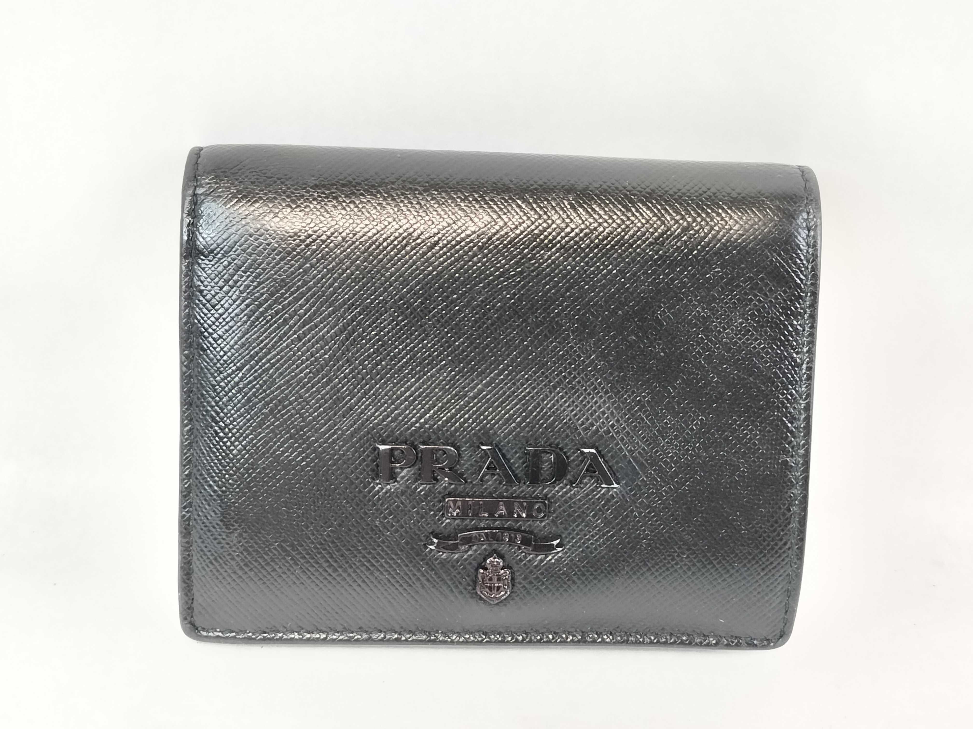 Saffiano Bi-fold Wallet with Black Logo