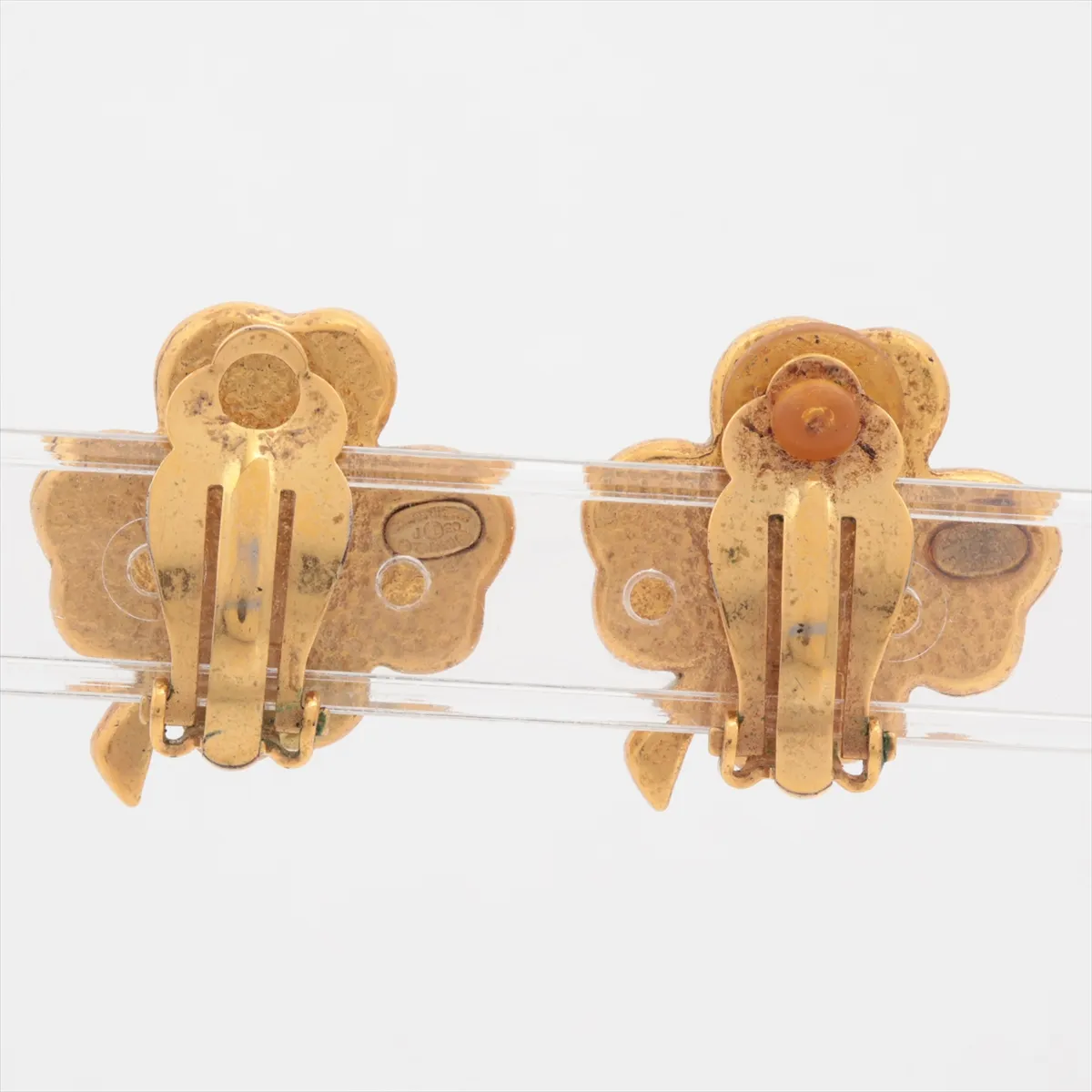 Coco Mark Clover 03P Earrings (Pair) GP x Resin Gold x Pink — view 2