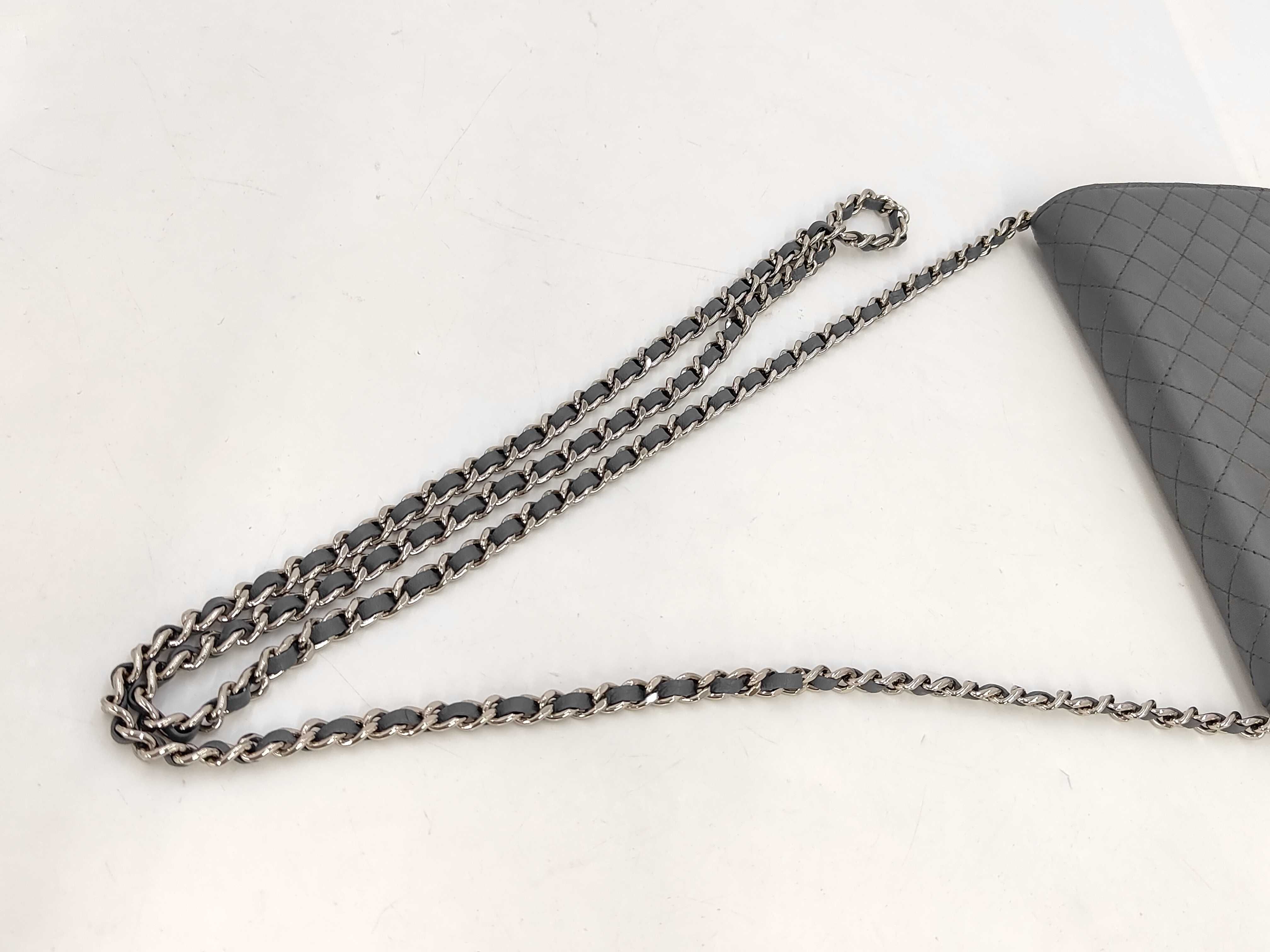 Chain Wallet, Gray Lambskin Shoulder Bag — view 5