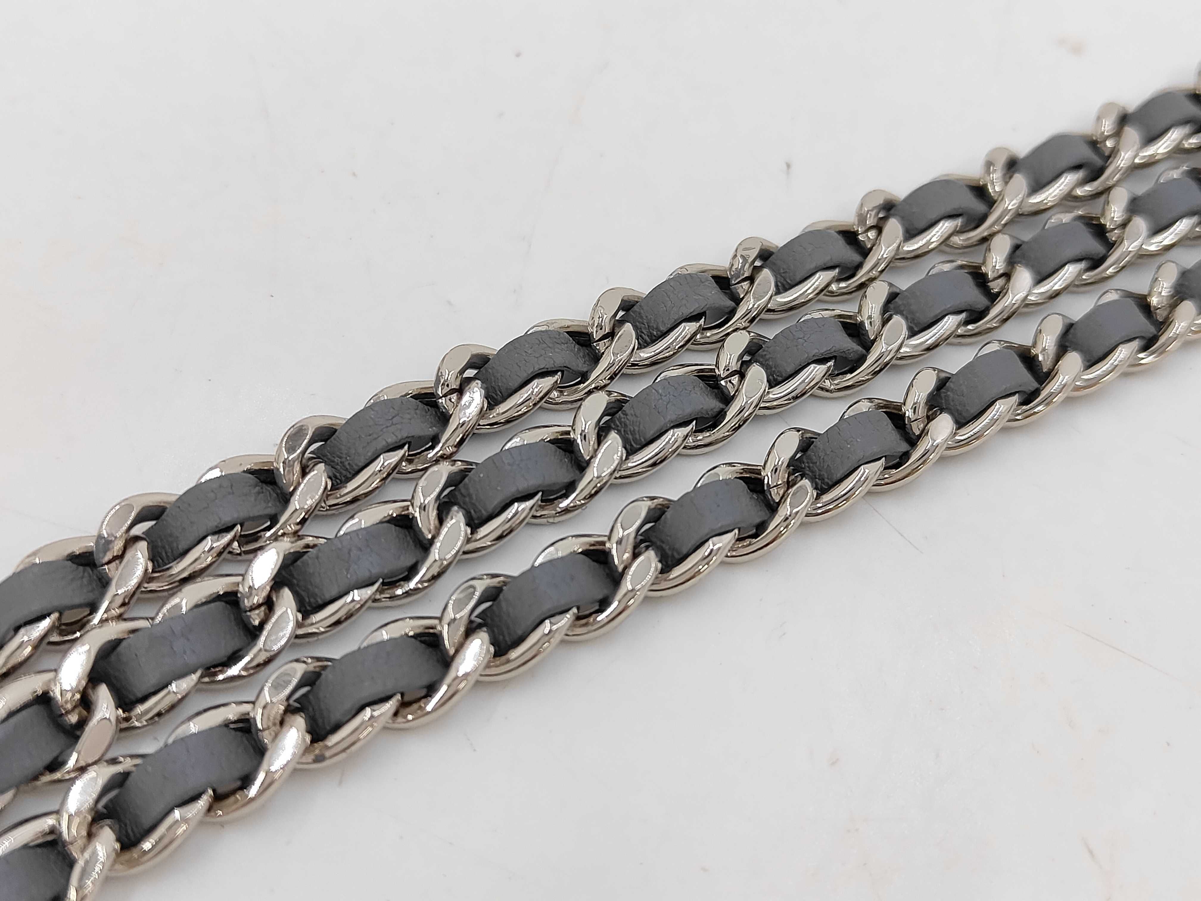 Chain Wallet, Gray Lambskin Shoulder Bag — view 6