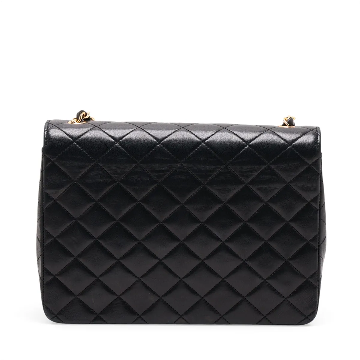 Matelassé Lambskin Chain Shoulder Bag, Black with Gold Hardware, Interior Repaired. — view 2