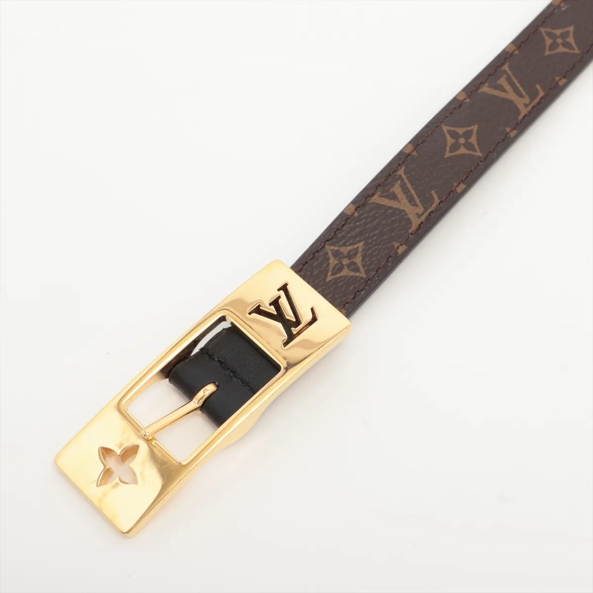 LV Duo 18mm Reversible Belt BC2273, size 80, PVC x Leather, Brown, — view 2