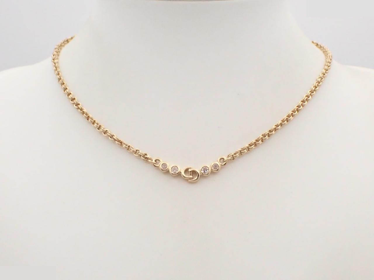 CD and rhinestone necklace, chain approximately 43cm — view 3