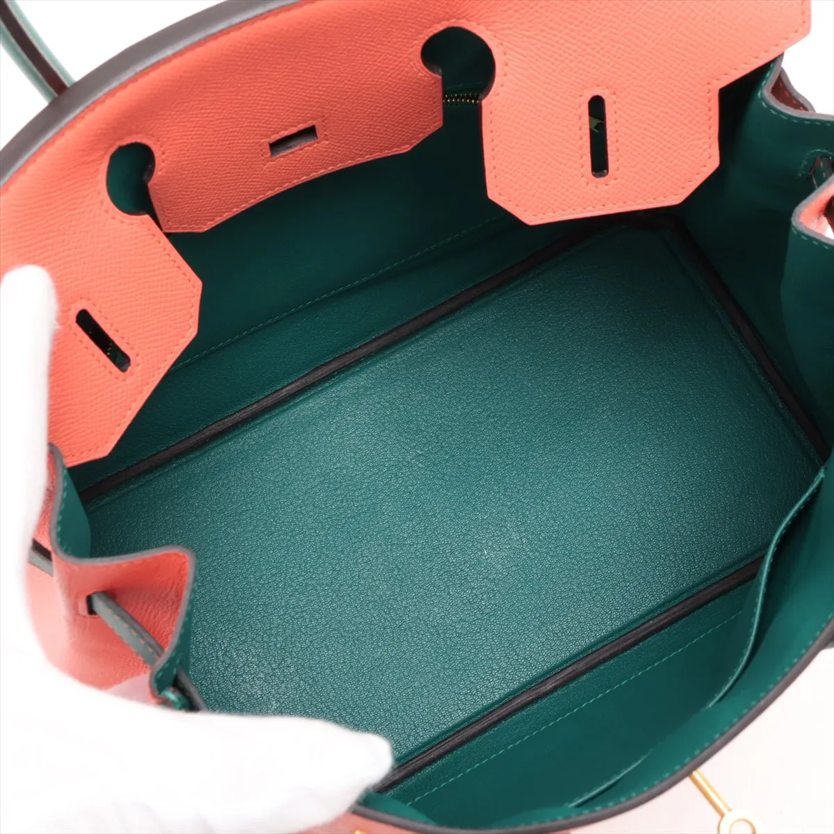 [Individually packaged] Hermes Birkin 30 Letournée Veau Epsom Flamingo x Malachite Gold Hardware R: 2014 Personal Order — view 7