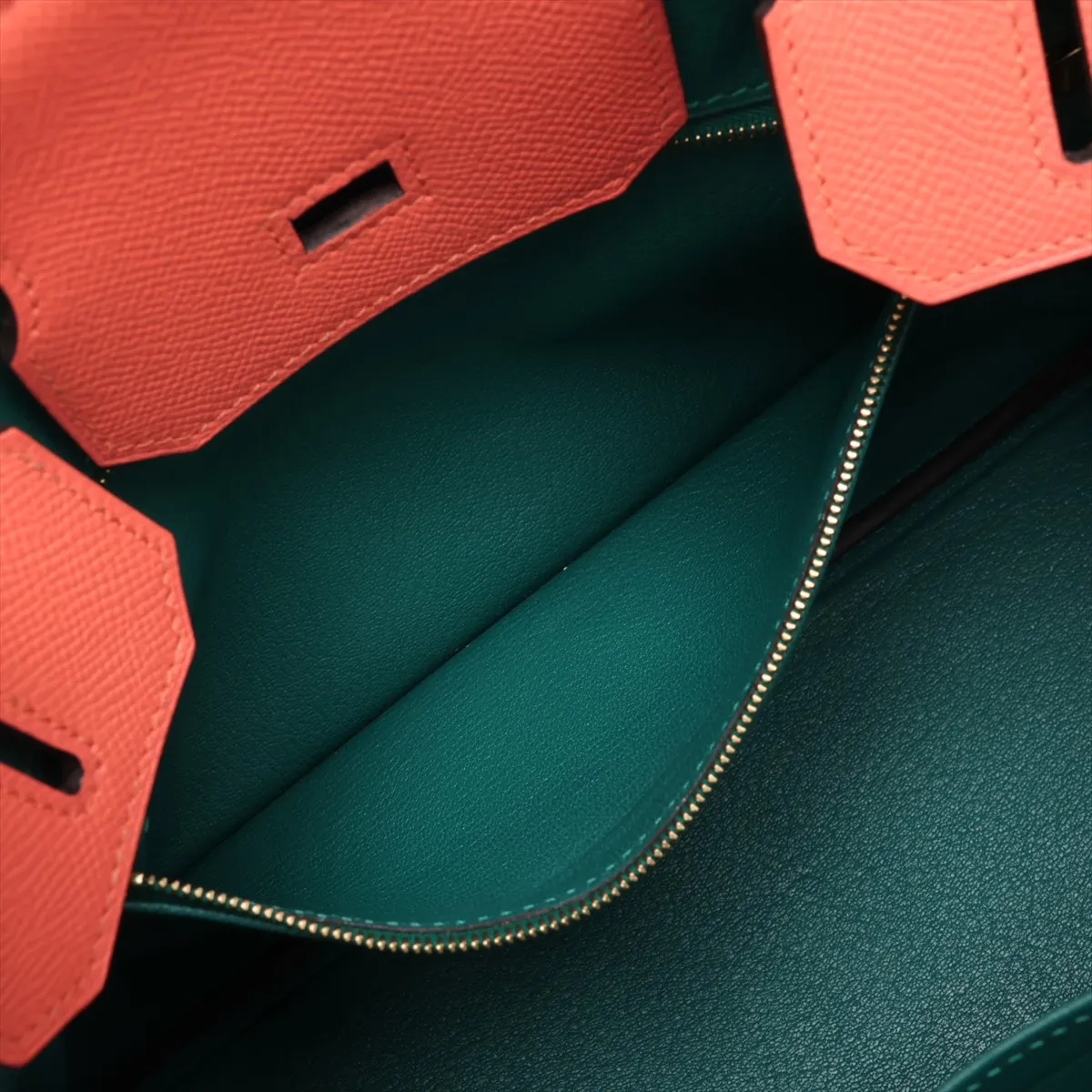 [Individually packaged] Hermes Birkin 30 Letournée Veau Epsom Flamingo x Malachite Gold Hardware R: 2014 Personal Order — view 9