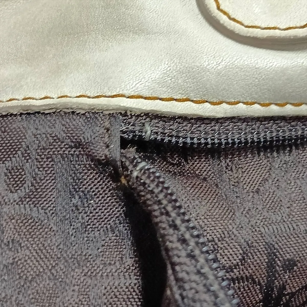 Gaucho Leather Handbag, Beige, with missing studs. — view 14