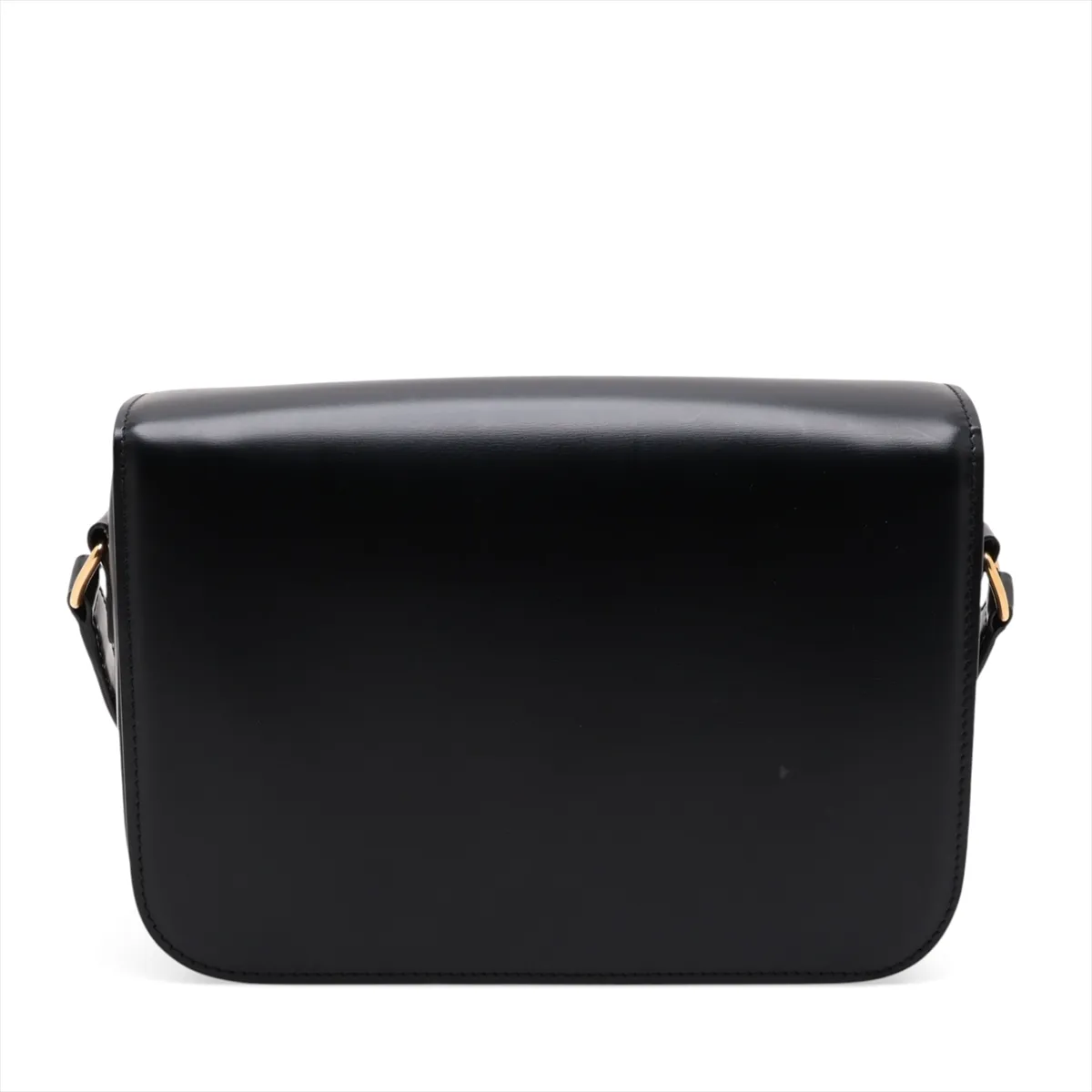 Triomphe Teen Leather Shoulder Bag, Black — view 2