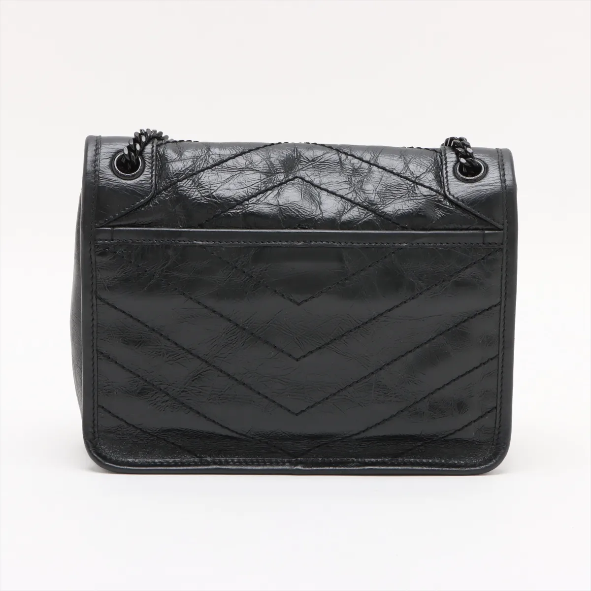Niki Leather Chain Shoulder Bag Black 538566 — view 2