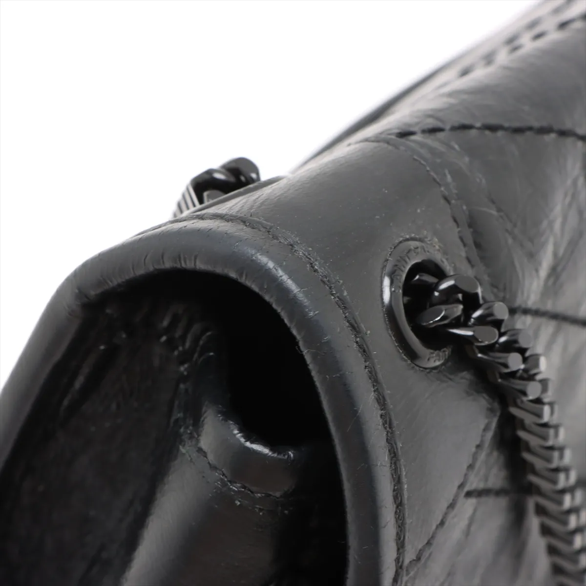 Niki Leather Chain Shoulder Bag Black 538566 — view 14