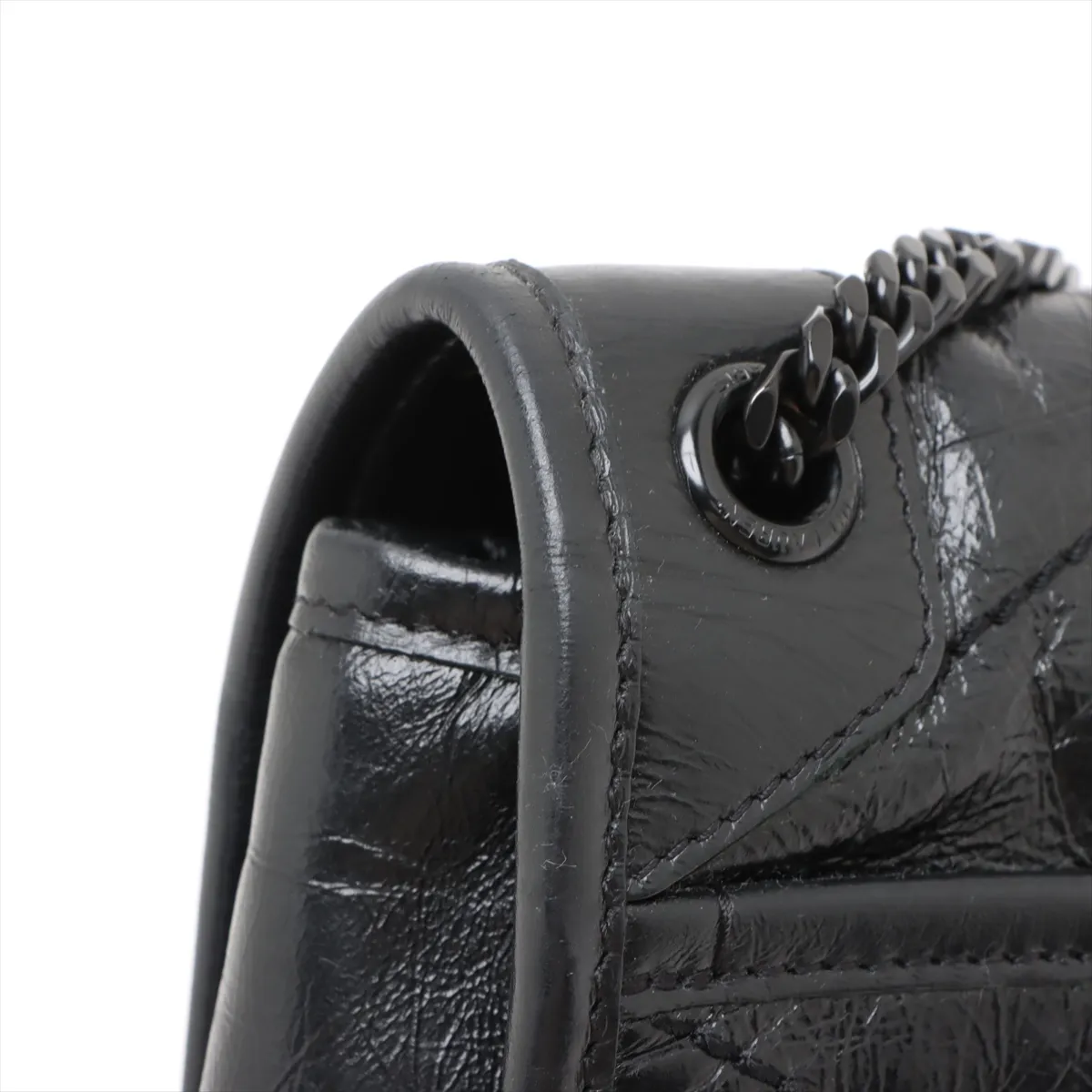 Niki Leather Chain Shoulder Bag Black 538566 — view 15