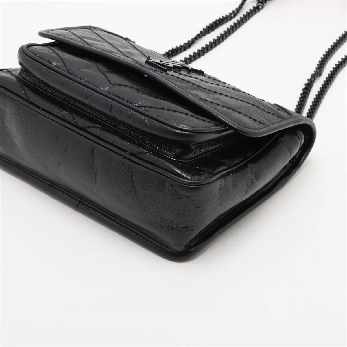 Niki Leather Chain Shoulder Bag Black 538566 — view 3