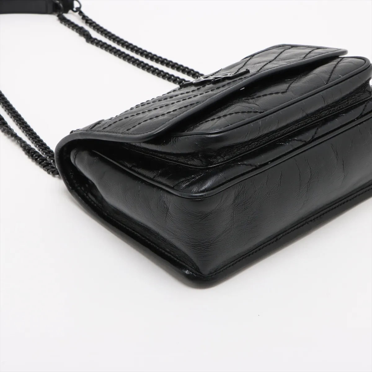 Niki Leather Chain Shoulder Bag Black 538566 — view 4