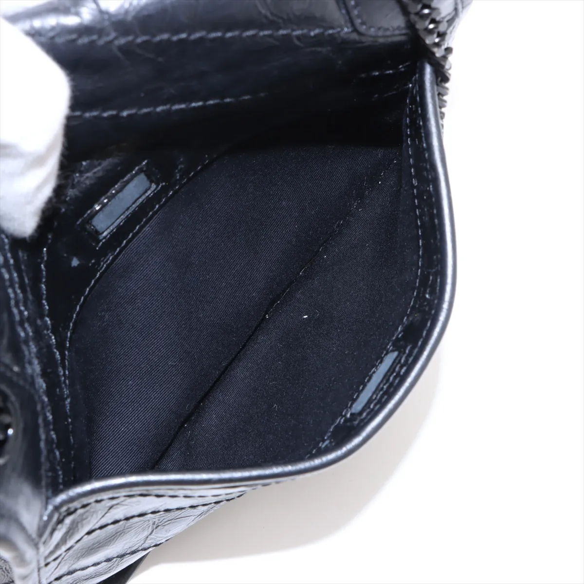 Niki Leather Chain Shoulder Bag Black 538566 — view 10