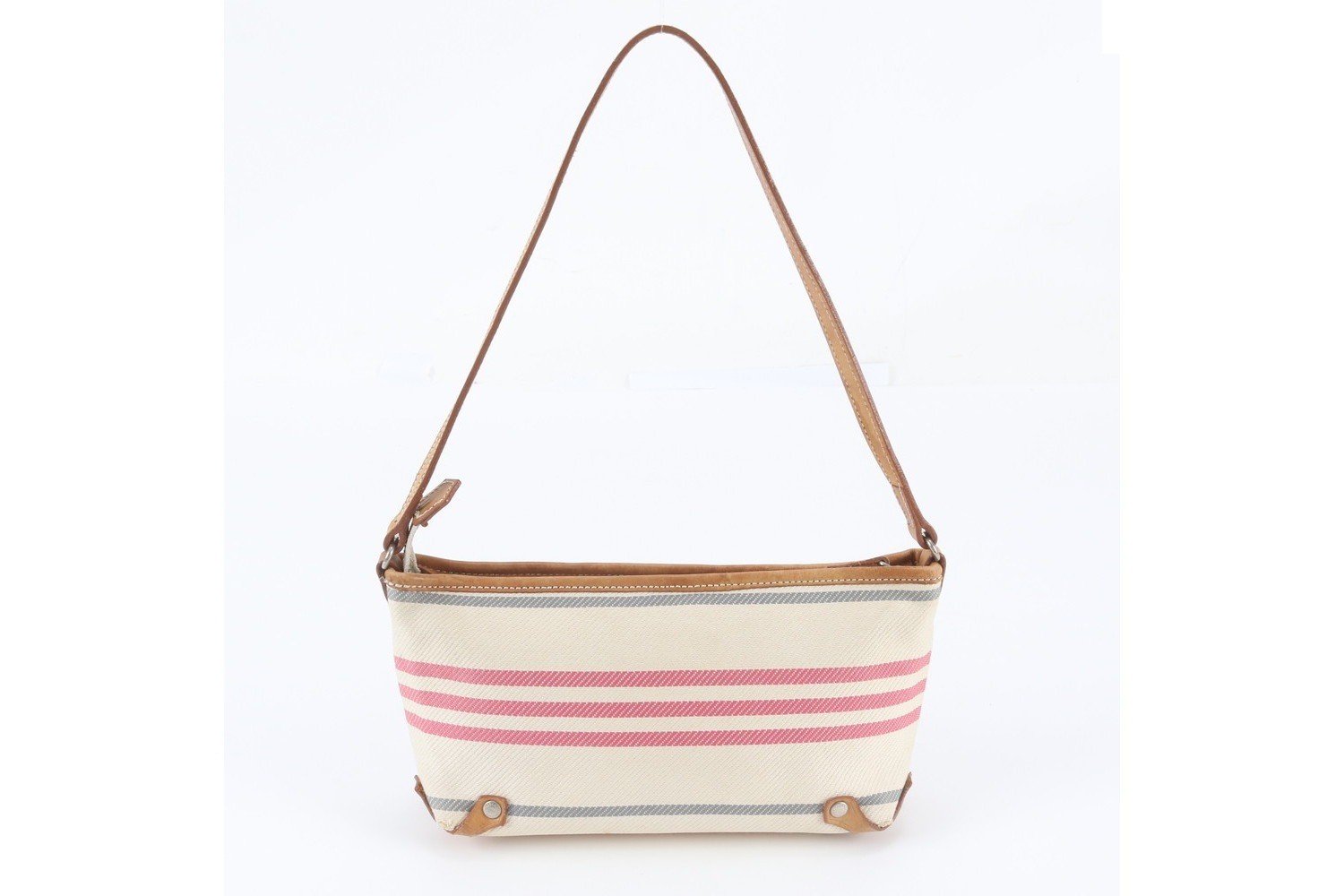 Striped leather shoulder bag, one-shoulder bag. — view 3