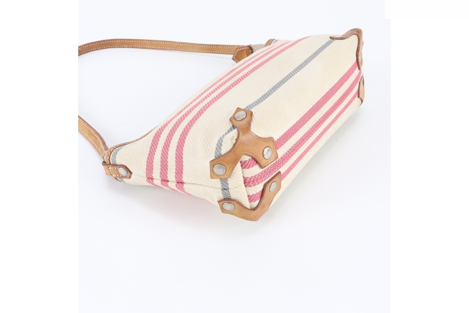 Striped leather shoulder bag, one-shoulder bag. — view 4