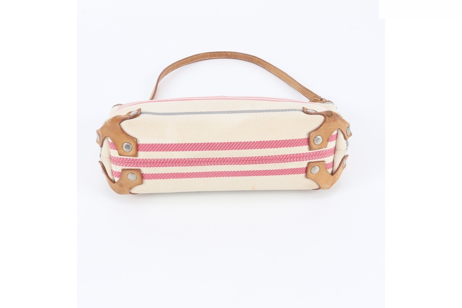 Striped leather shoulder bag, one-shoulder bag. — view 6