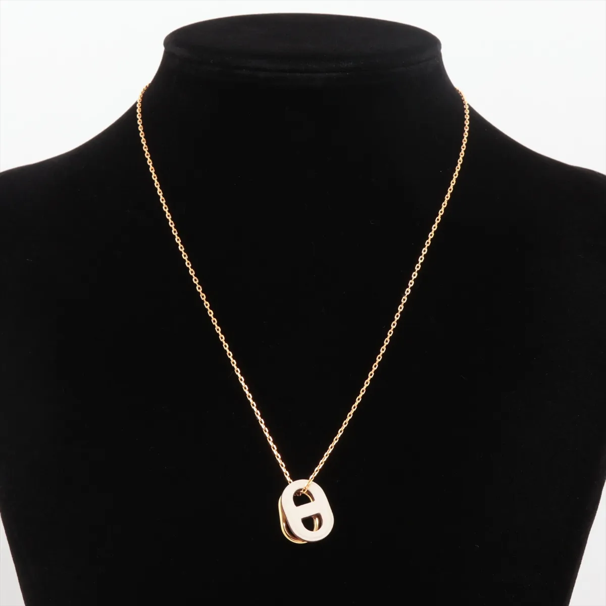 Chaine d'Ancre Au Maillon RG1220 Necklace, GP x Leather, Gold, — view 5