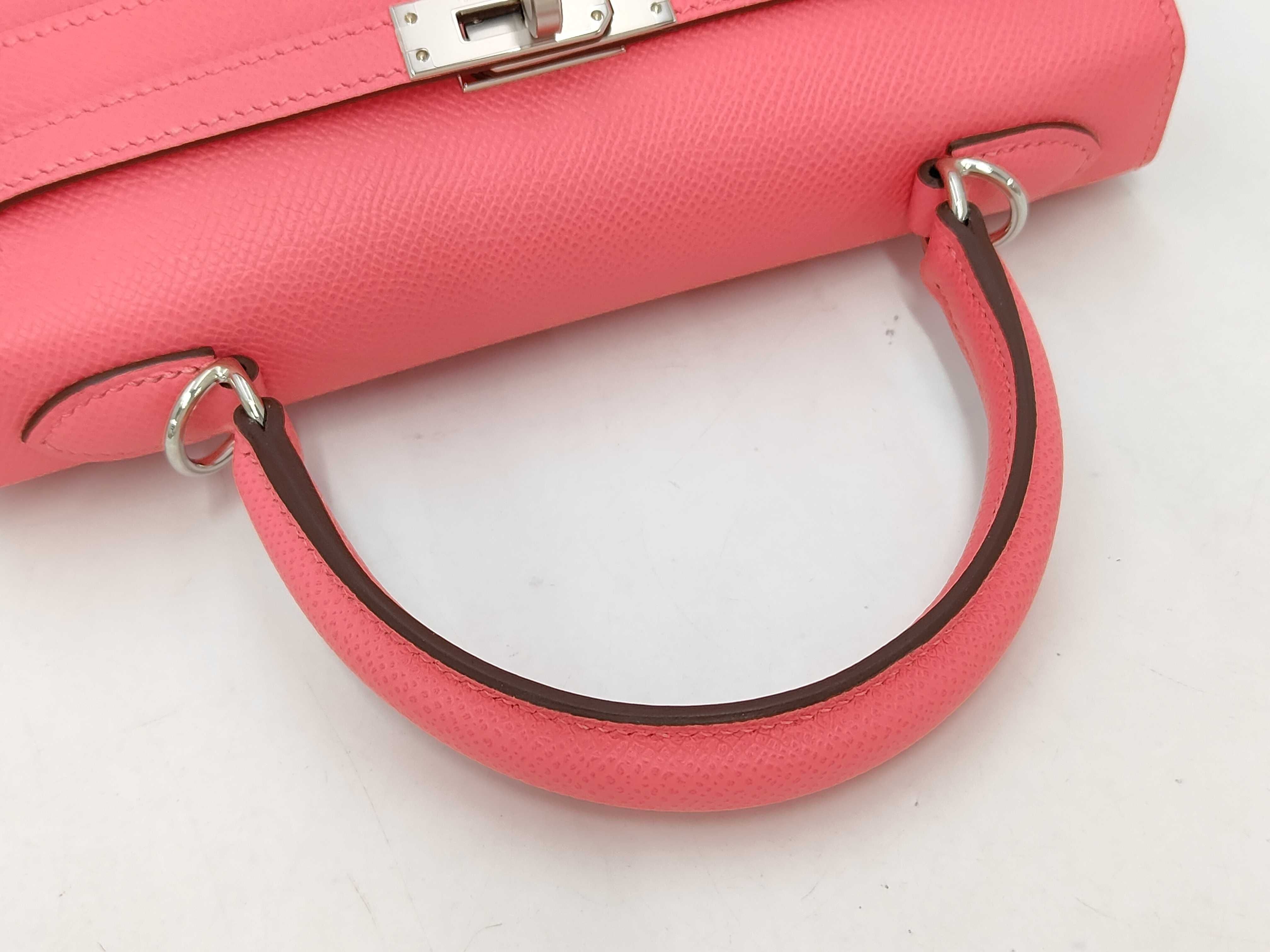 Kelly 25 Rose Azalee Epsom Leather Handbag with Silver Hardware (K Stamp) — view 3